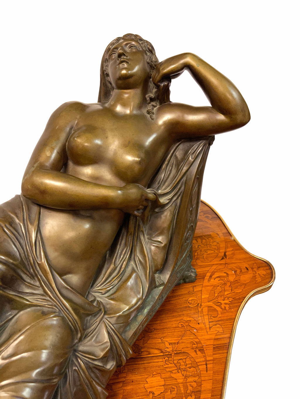 A Very Large Size 19th C. French Patinated Bronze Figure Of A Reclining Nude