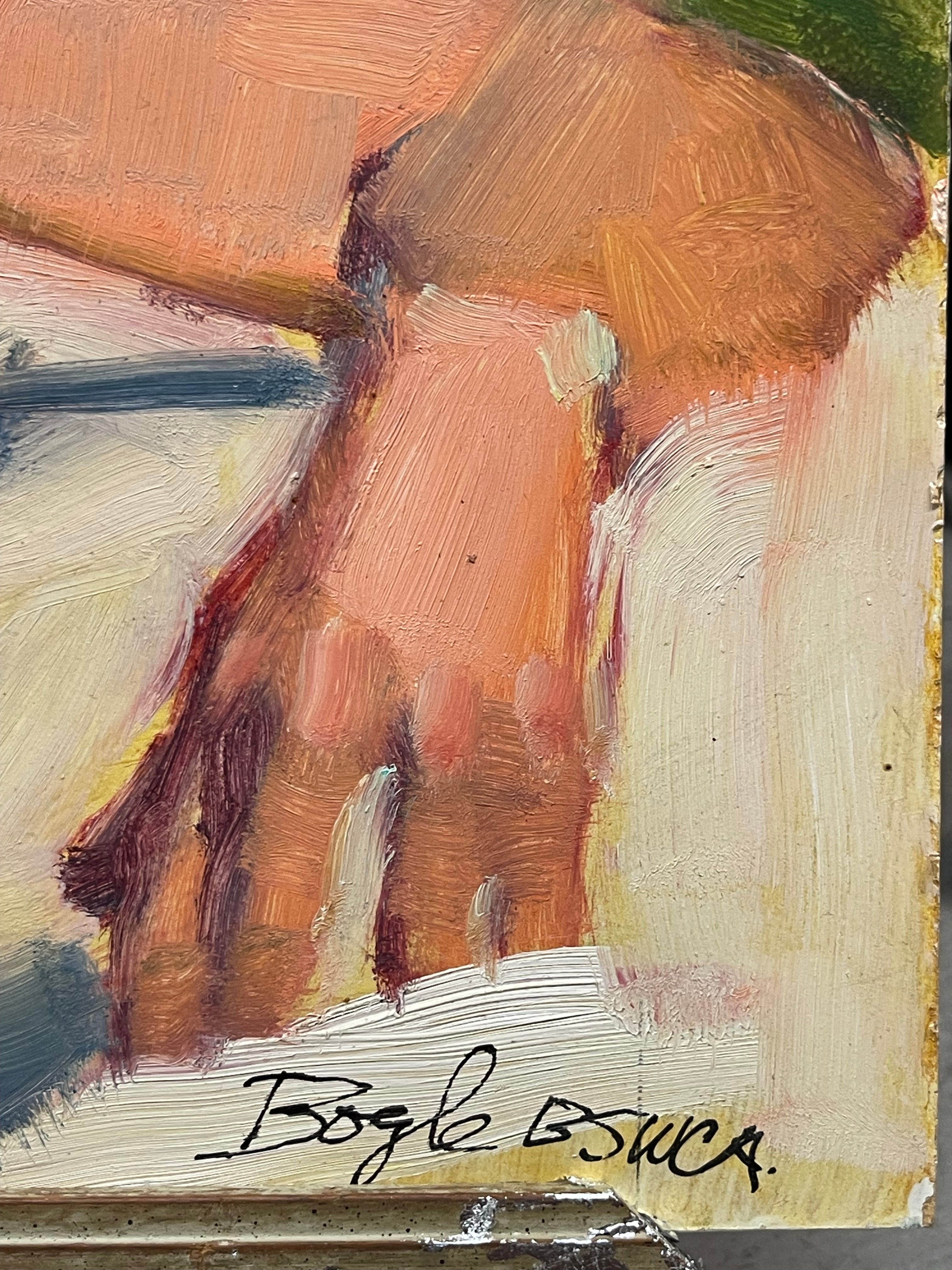 An Impressionist Acrylic on Board Painting of a Nude