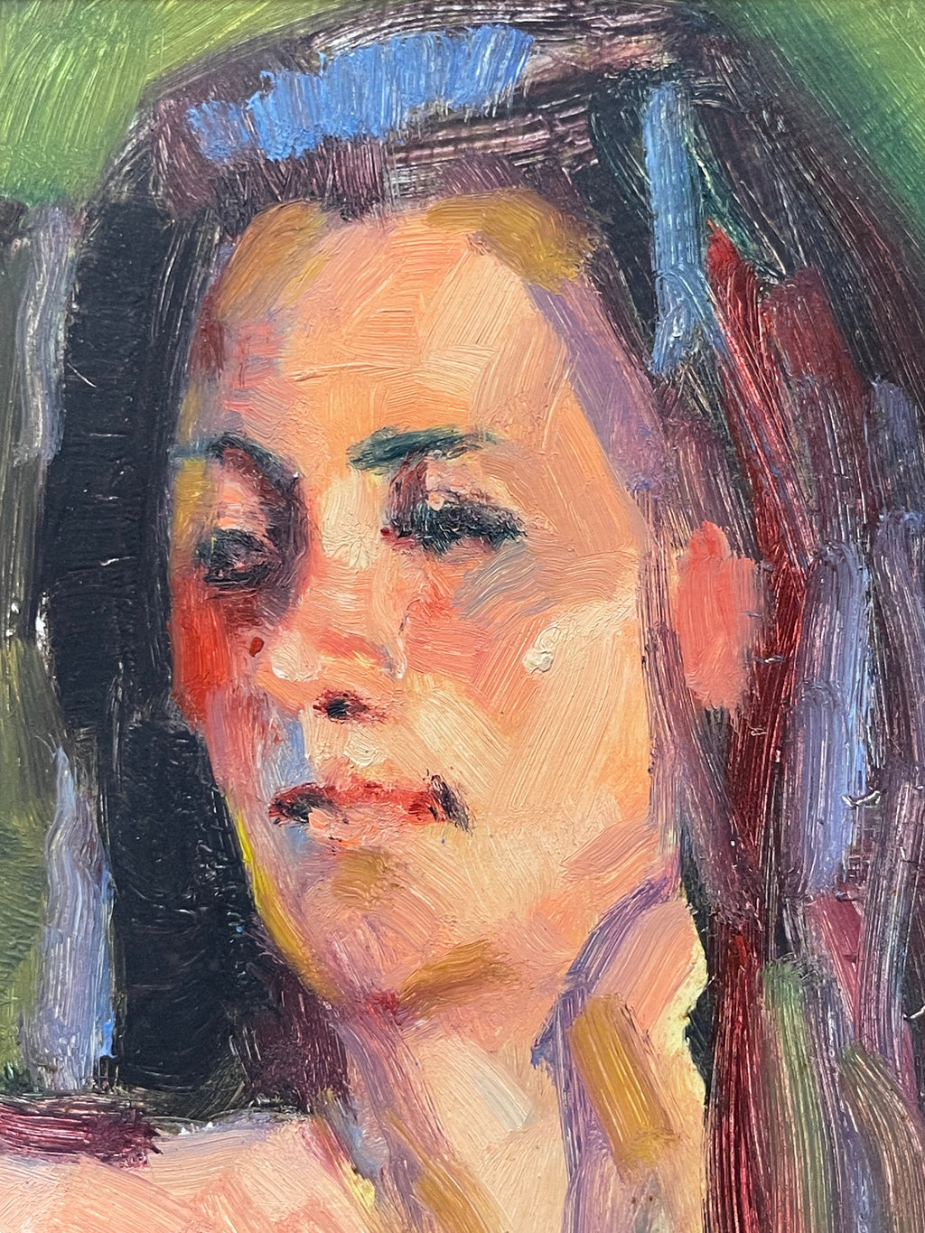 An Impressionist Acrylic on Board Painting of a Nude