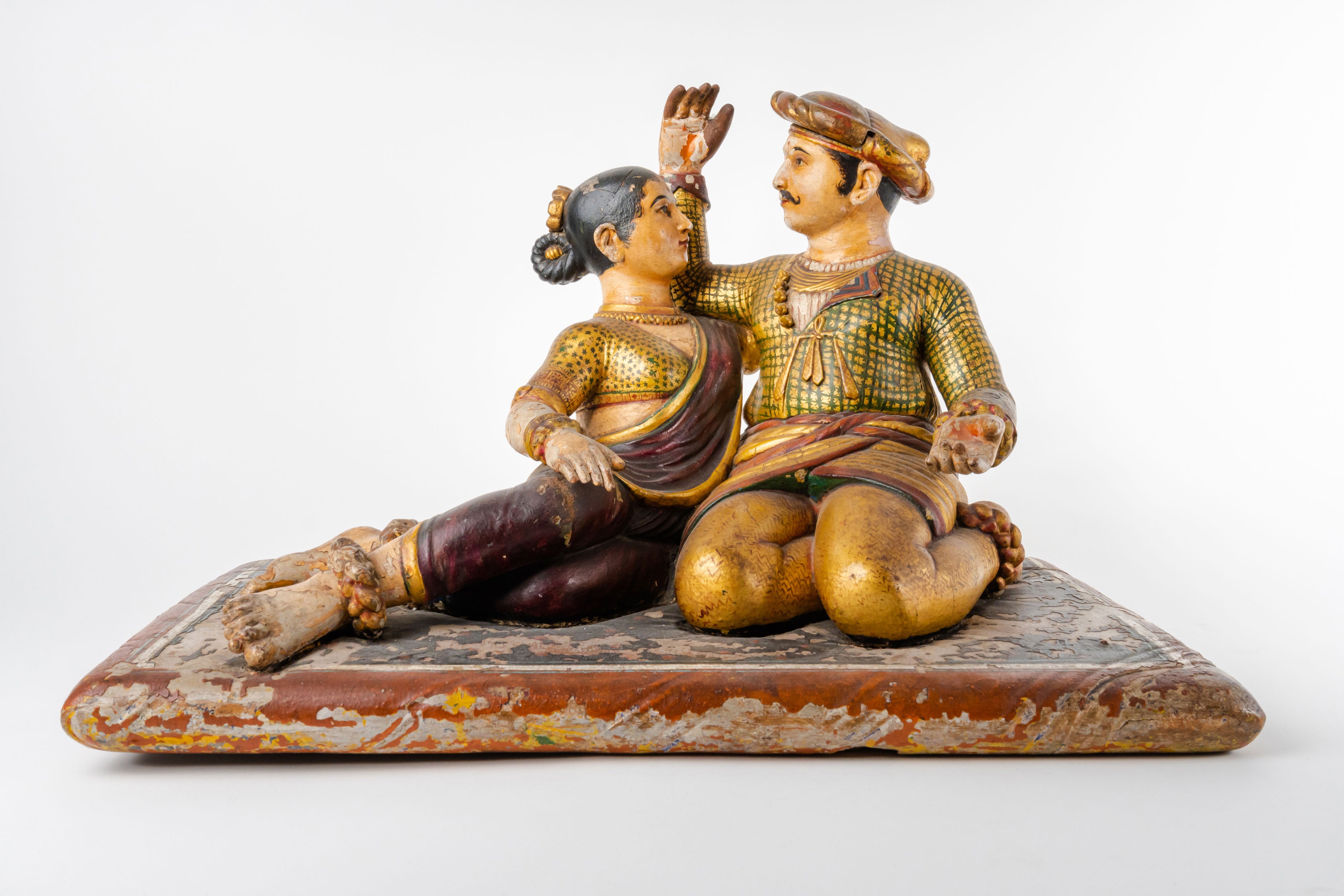 A Polychrome Carved Wood Figural Sculpture, India, 18th Century