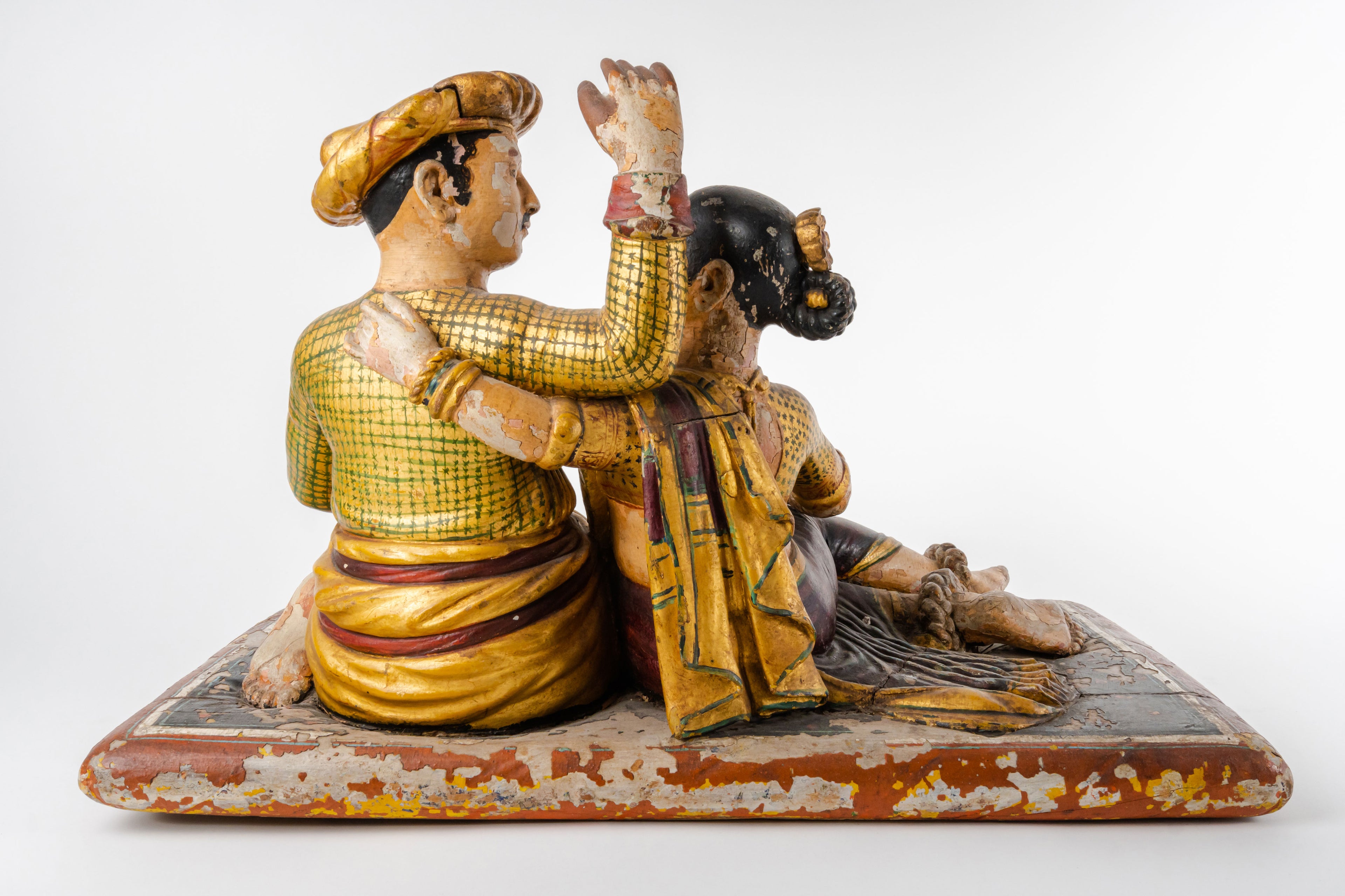 A Polychrome Carved Wood Figural Sculpture, India, 18th Century