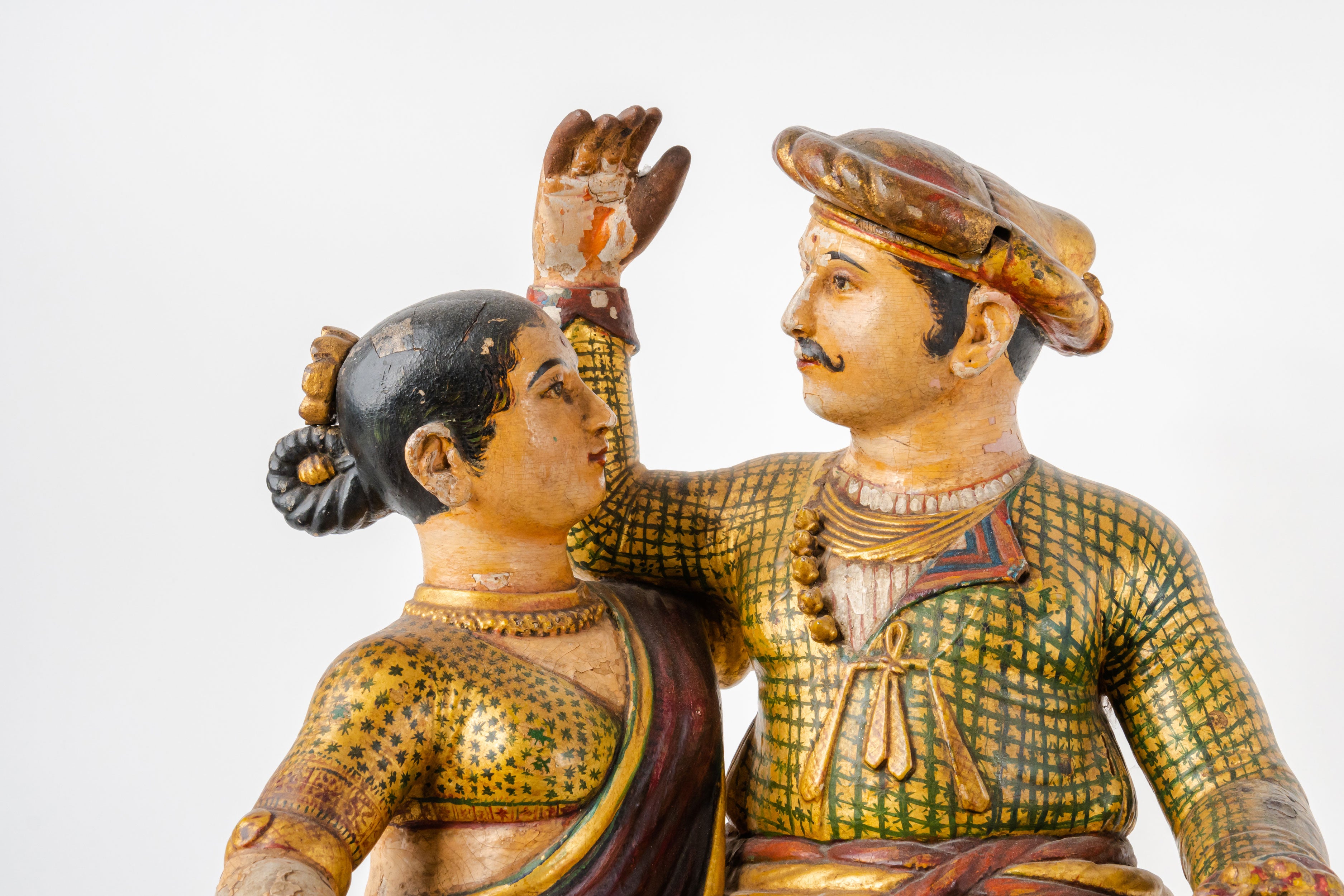 A Polychrome Carved Wood Figural Sculpture, India, 18th Century