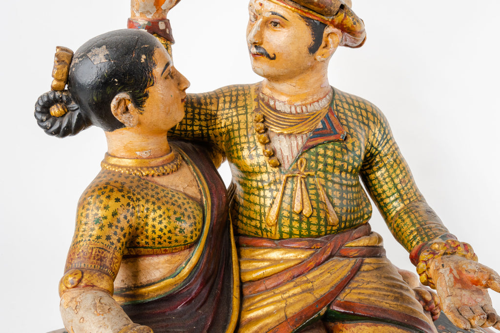A Polychrome Carved Wood Figural Sculpture, India, 18th Century