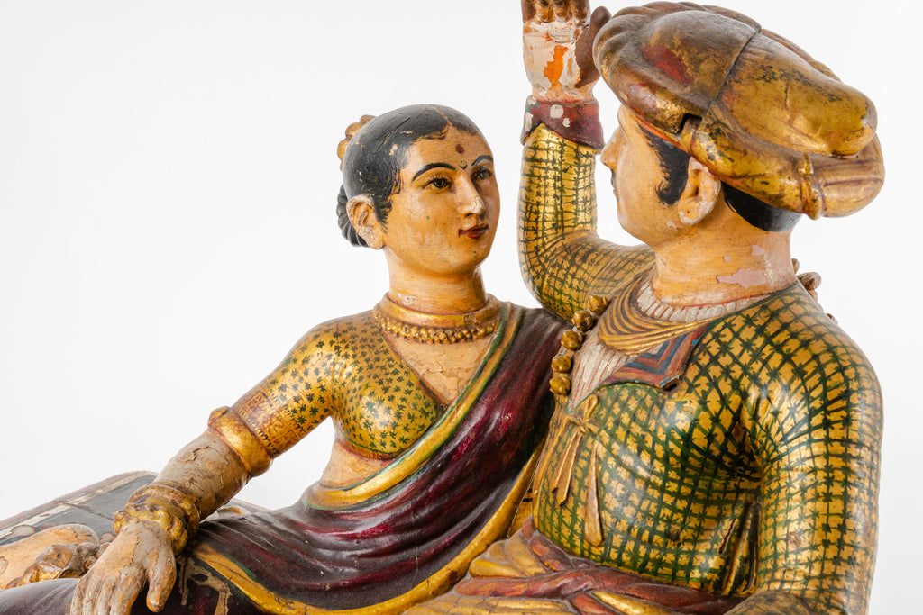A Polychrome Carved Wood Figural Sculpture, India, 18th Century