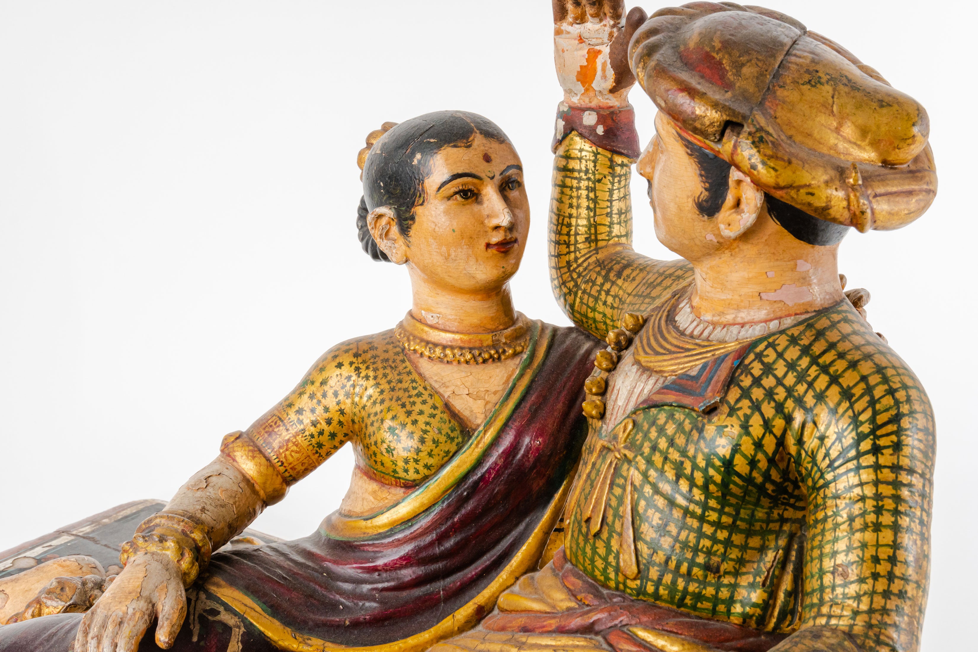 A Polychrome Carved Wood Figural Sculpture, India, 18th Century