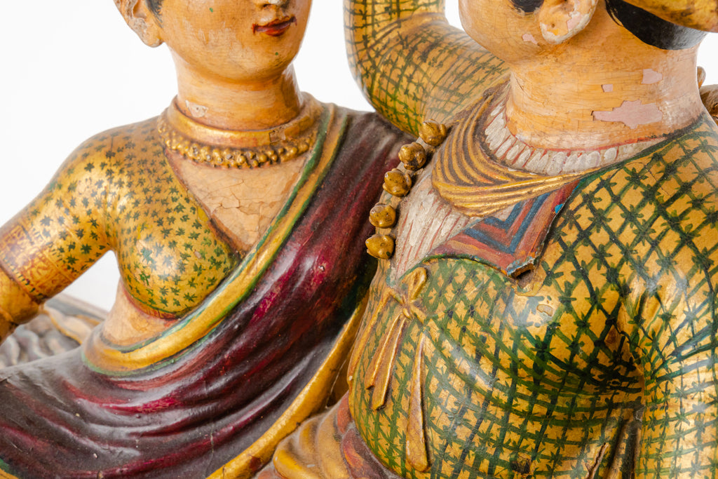 A Polychrome Carved Wood Figural Sculpture, India, 18th Century