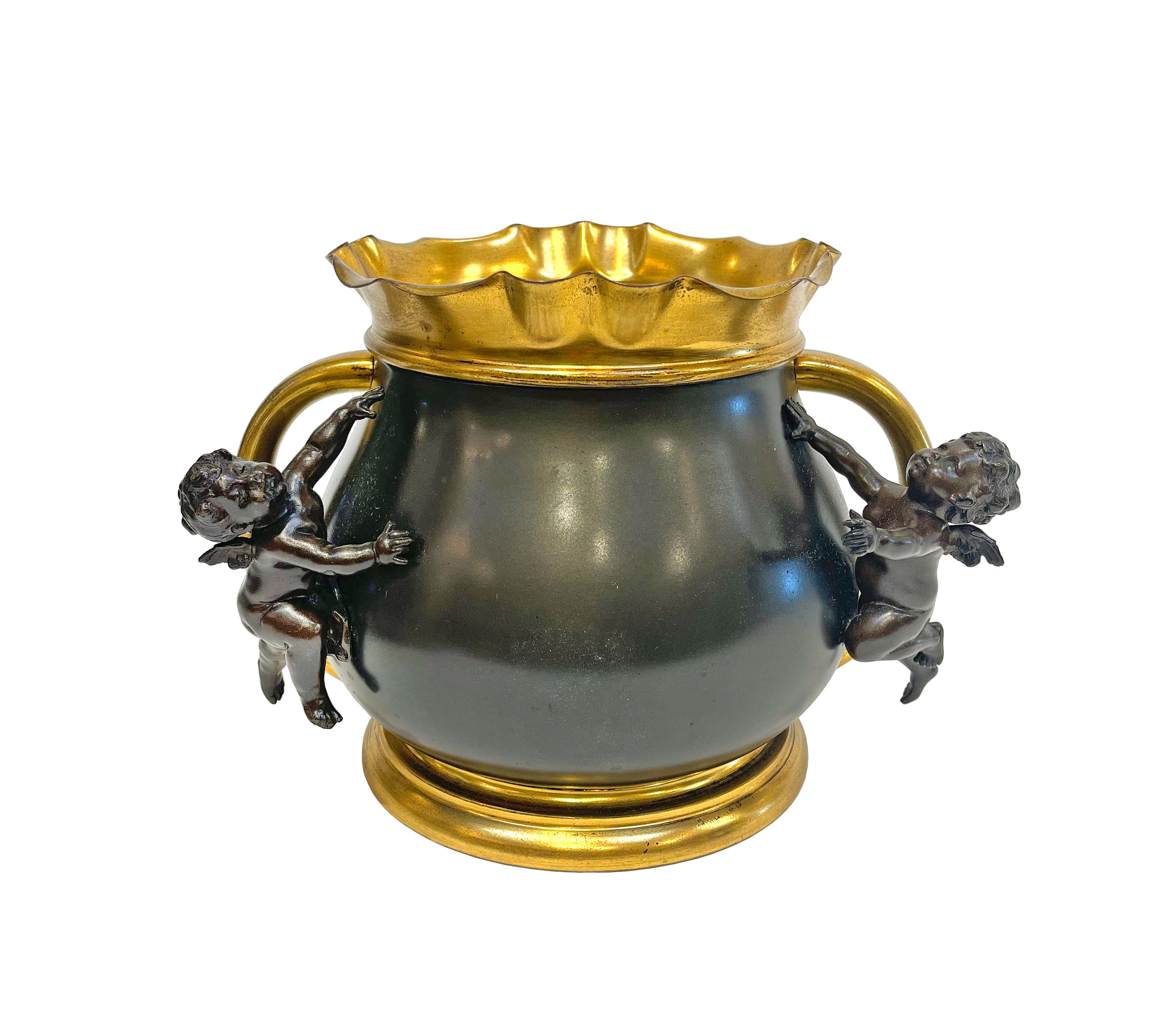 A Patinated Bronze & Ormolu Jardiniere