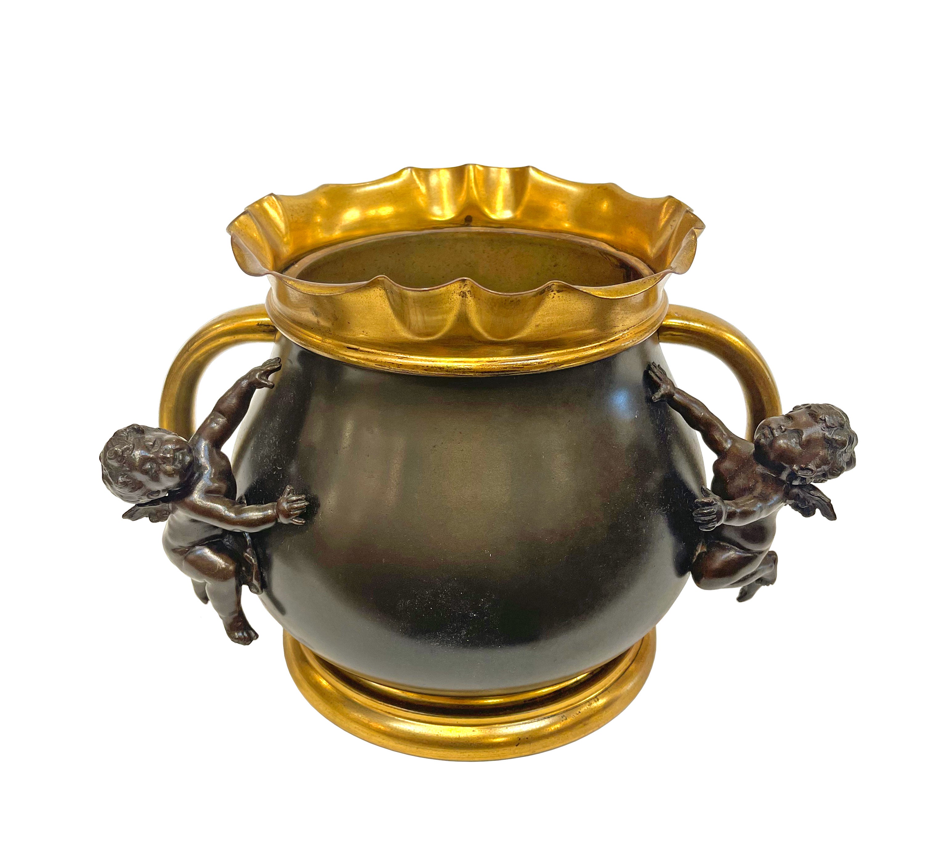 A Patinated Bronze & Ormolu Jardiniere
