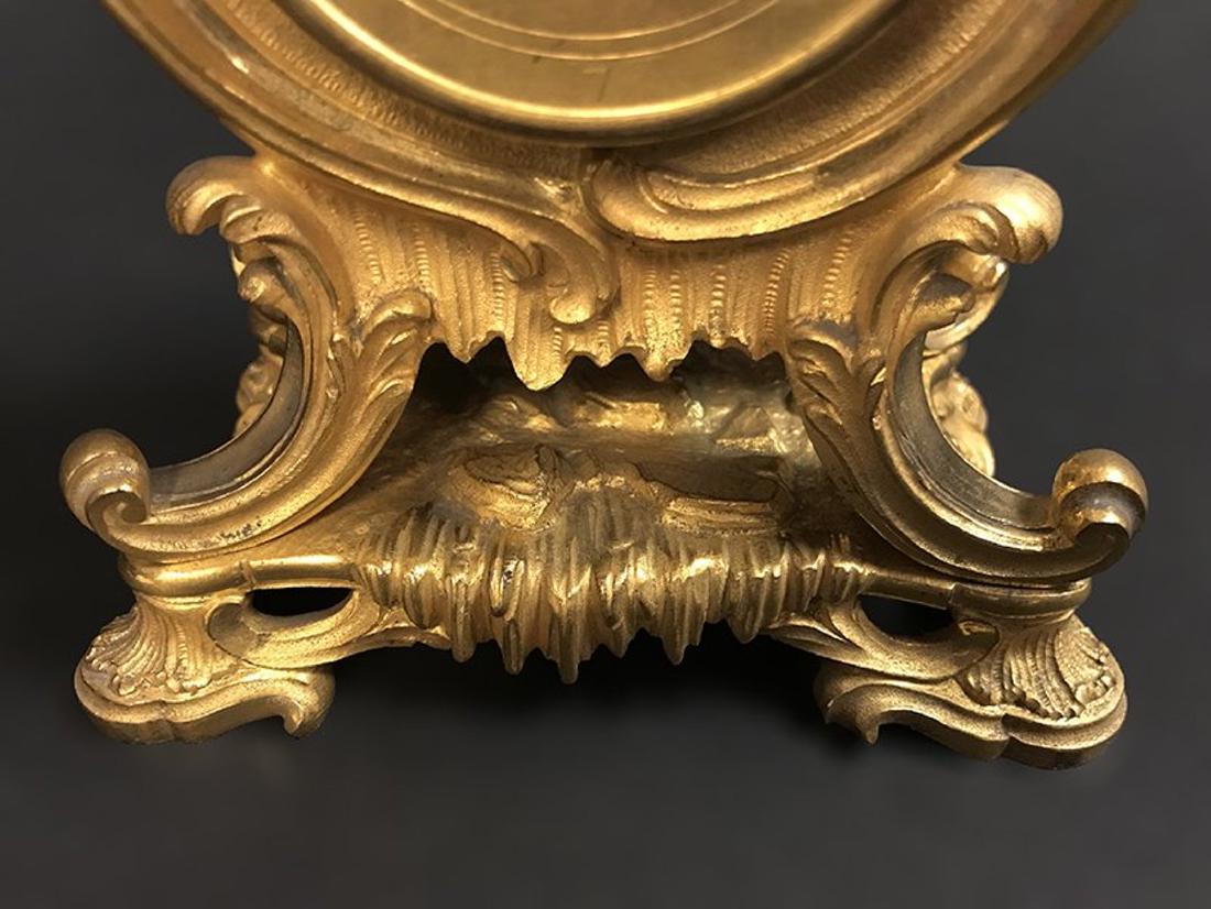 A French Champleve & Gilt Bronze Desk Clock