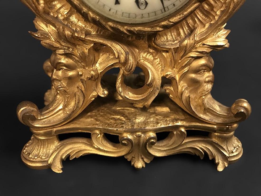 A French Champleve & Gilt Bronze Desk Clock