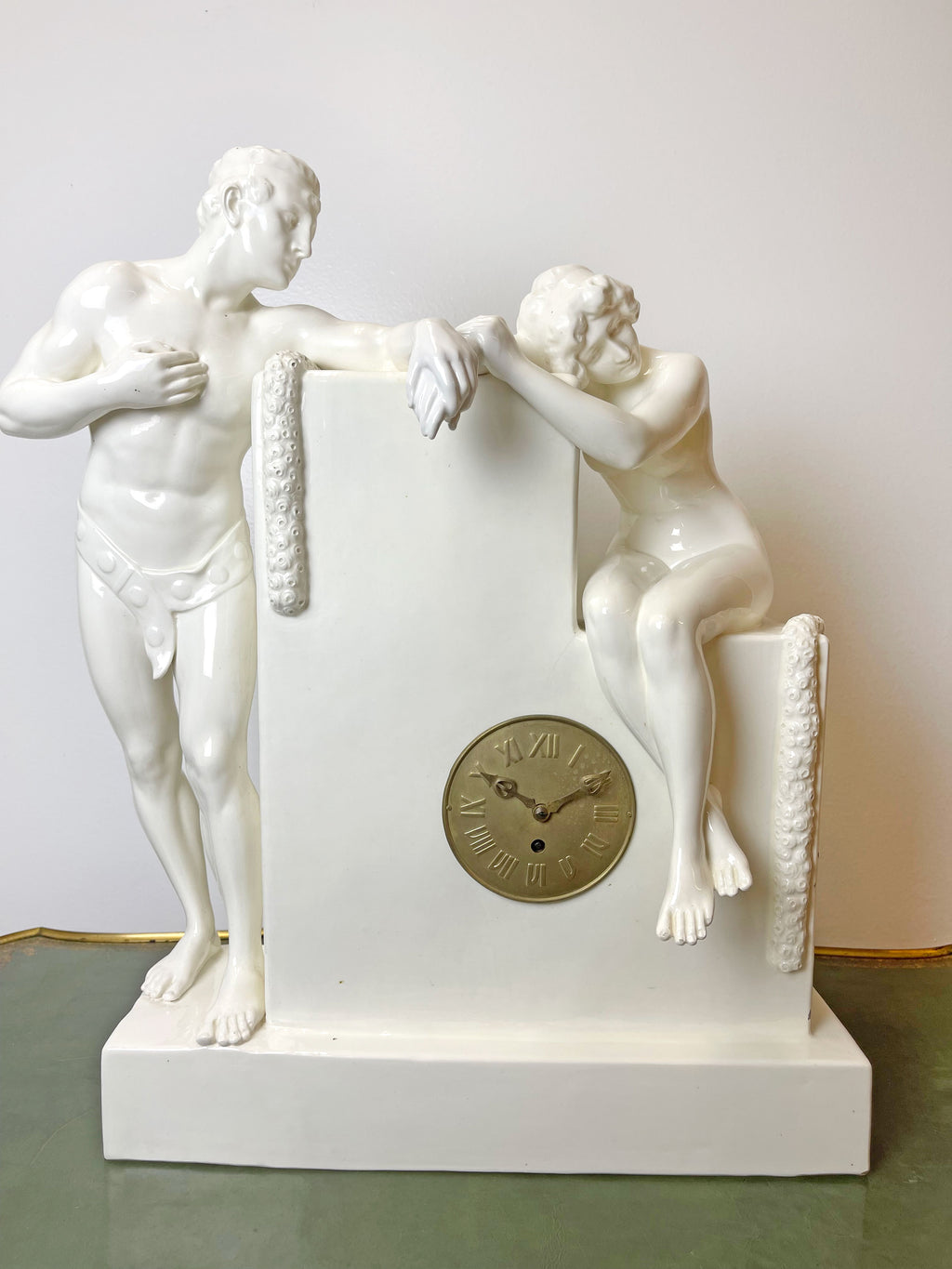 Very Large Art Nouveau Goldscheider Figural Clock