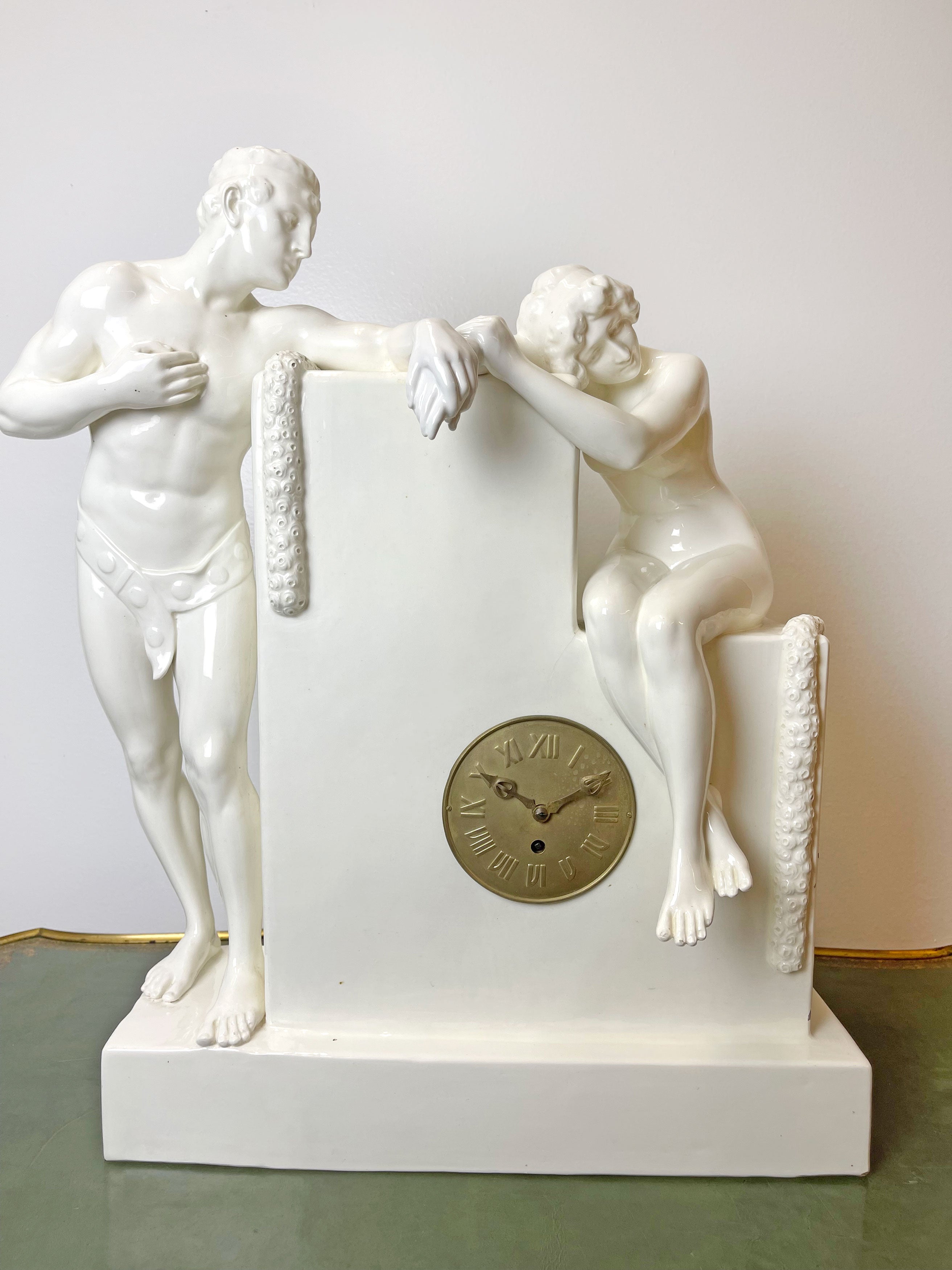 Very Large Art Nouveau Goldscheider Figural Clock