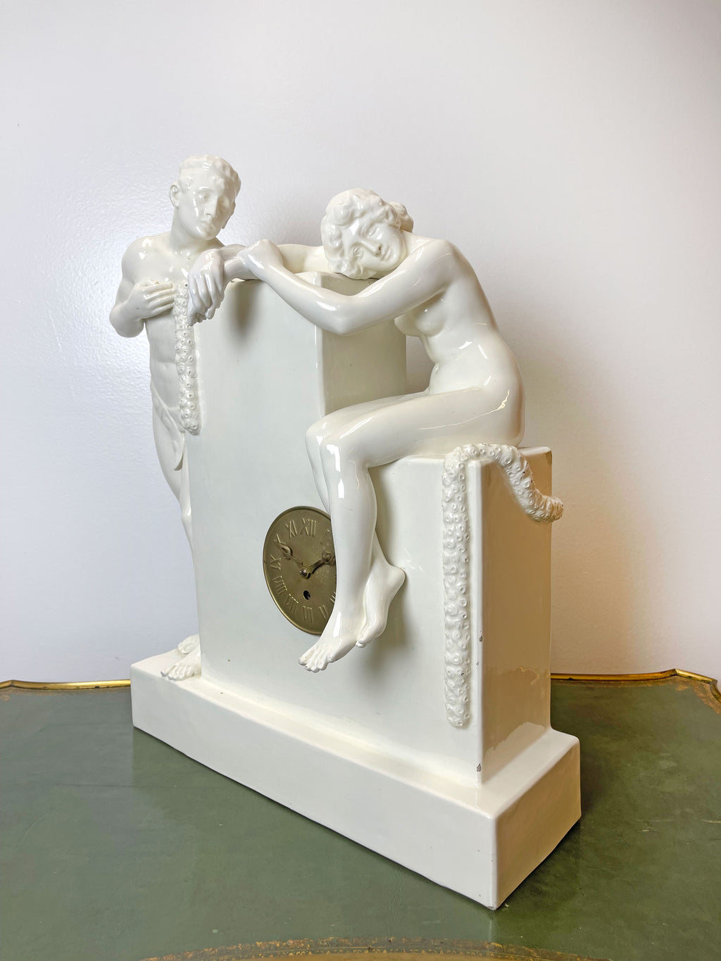 Very Large Art Nouveau Goldscheider Figural Clock