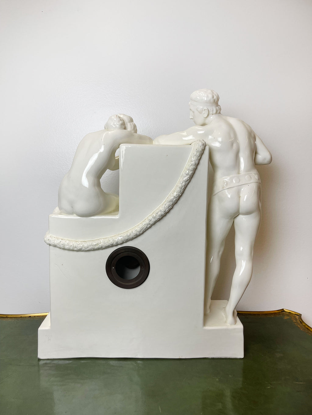 Very Large Art Nouveau Goldscheider Figural Clock