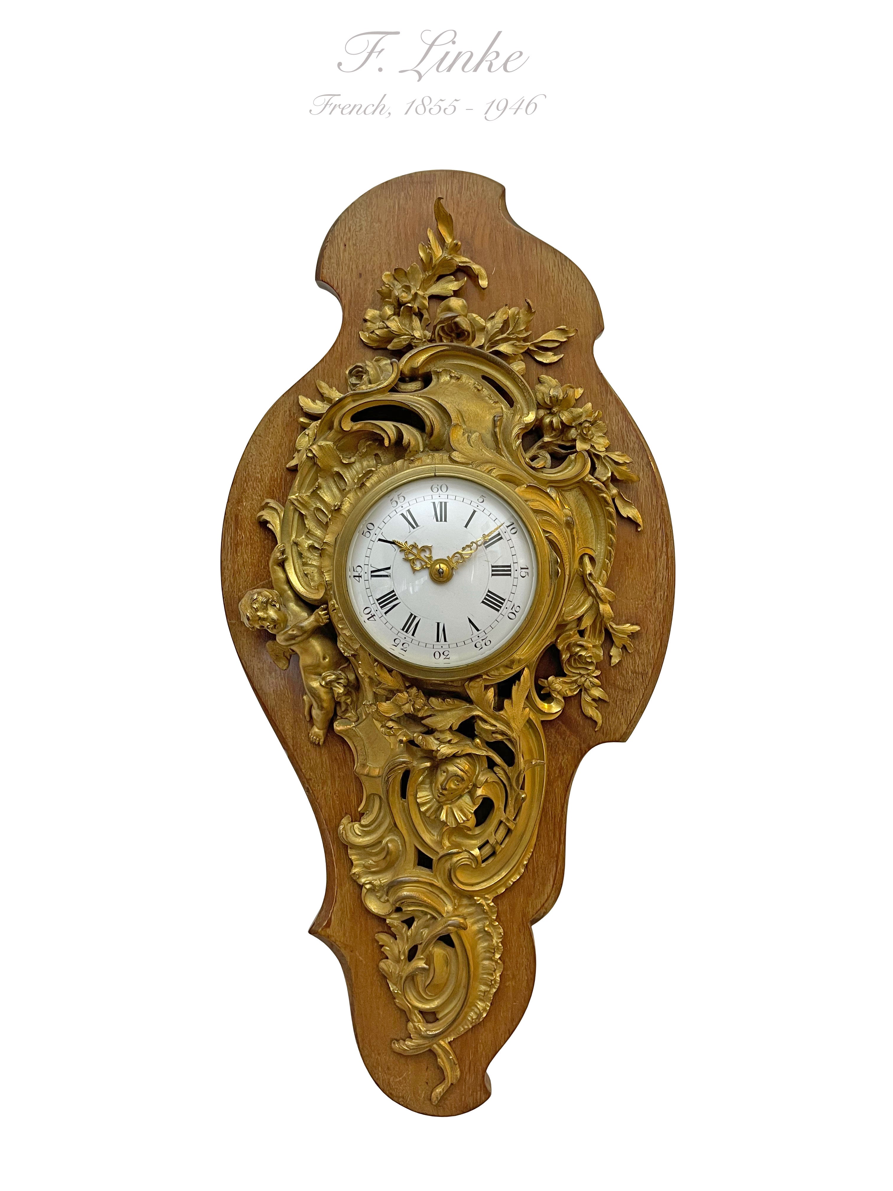 A French Gilt Bronze Cartel / Wall Clock By F. Linke