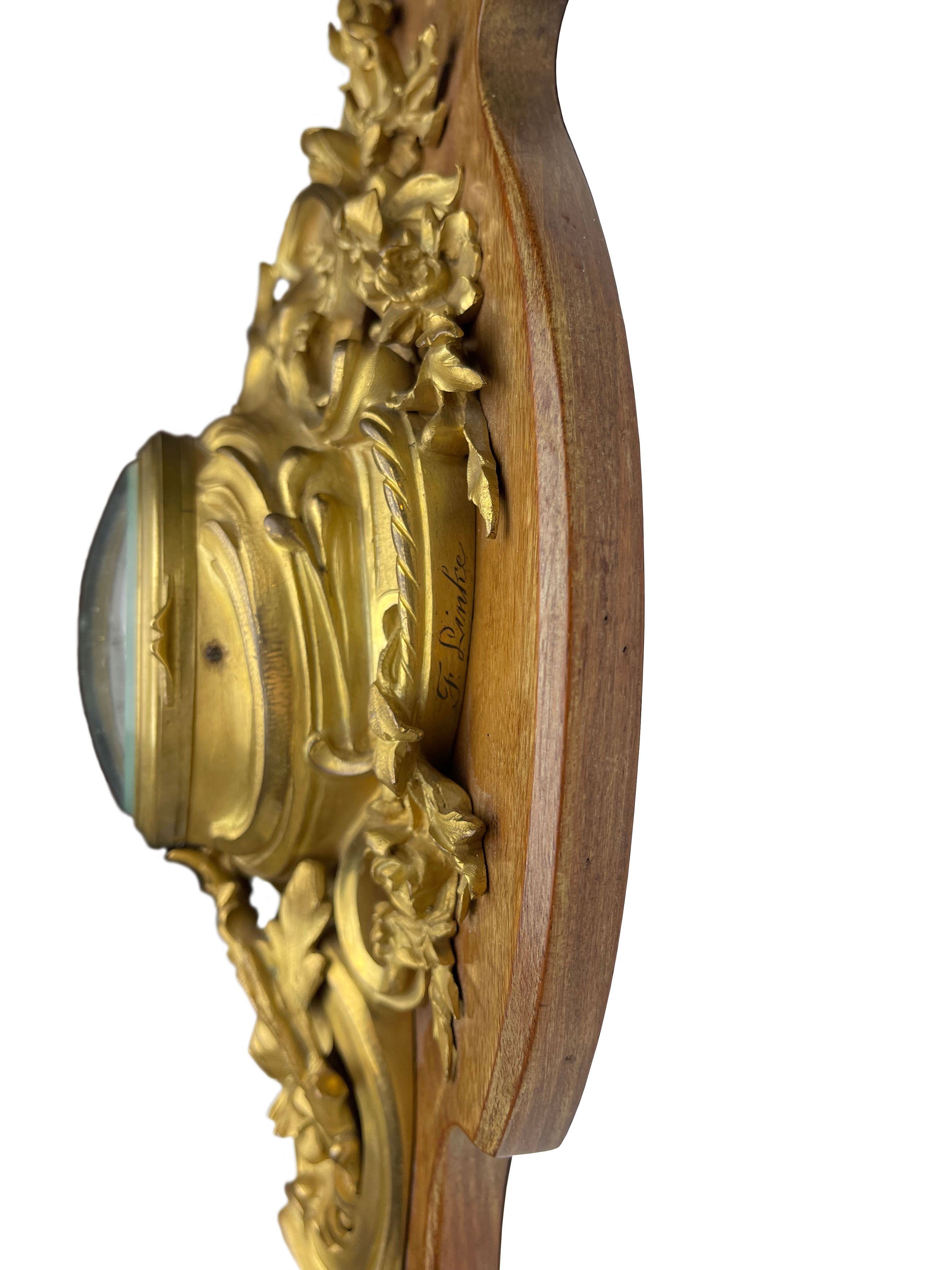 A French Gilt Bronze Cartel / Wall Clock By F. Linke