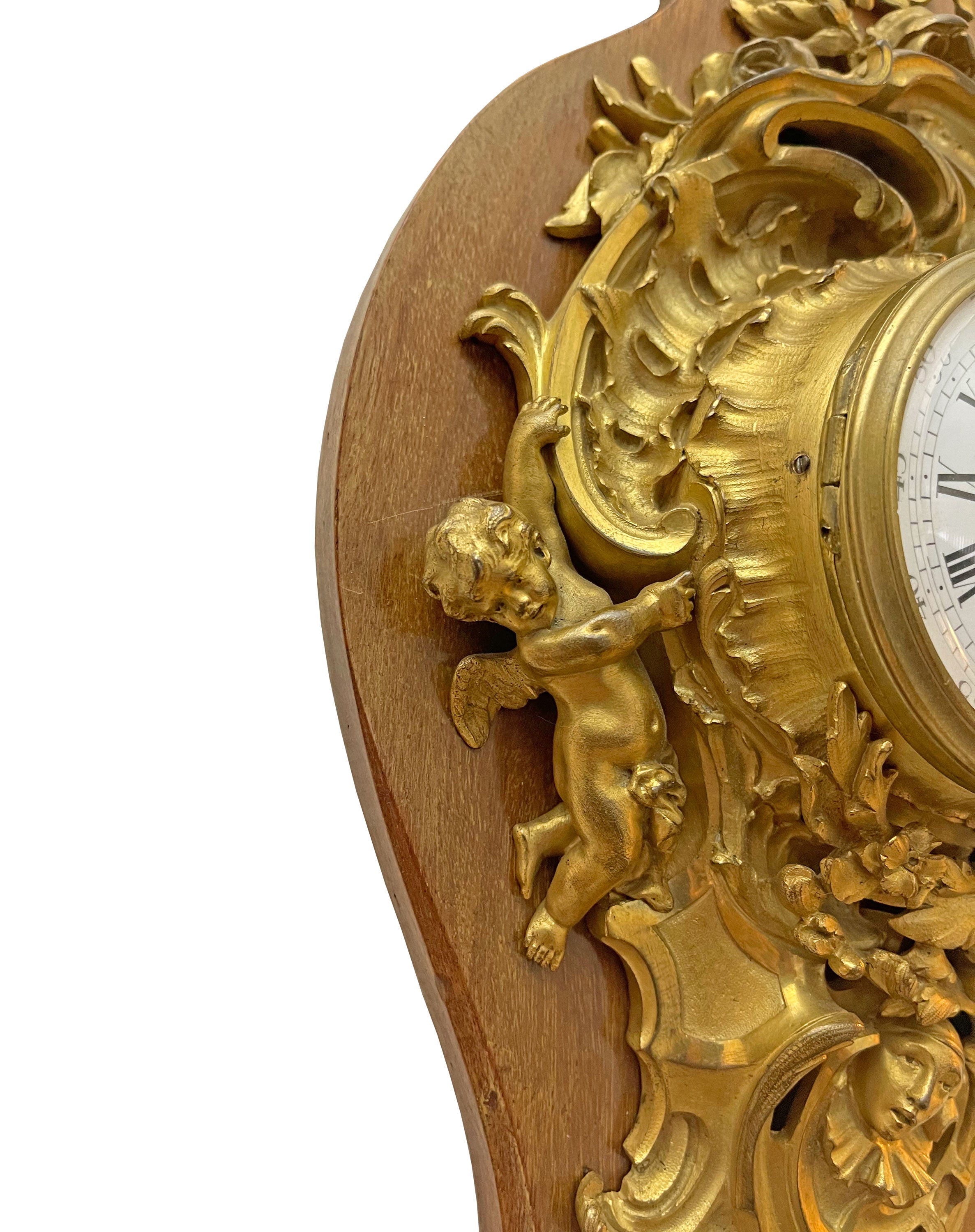 A French Gilt Bronze Cartel / Wall Clock By F. Linke