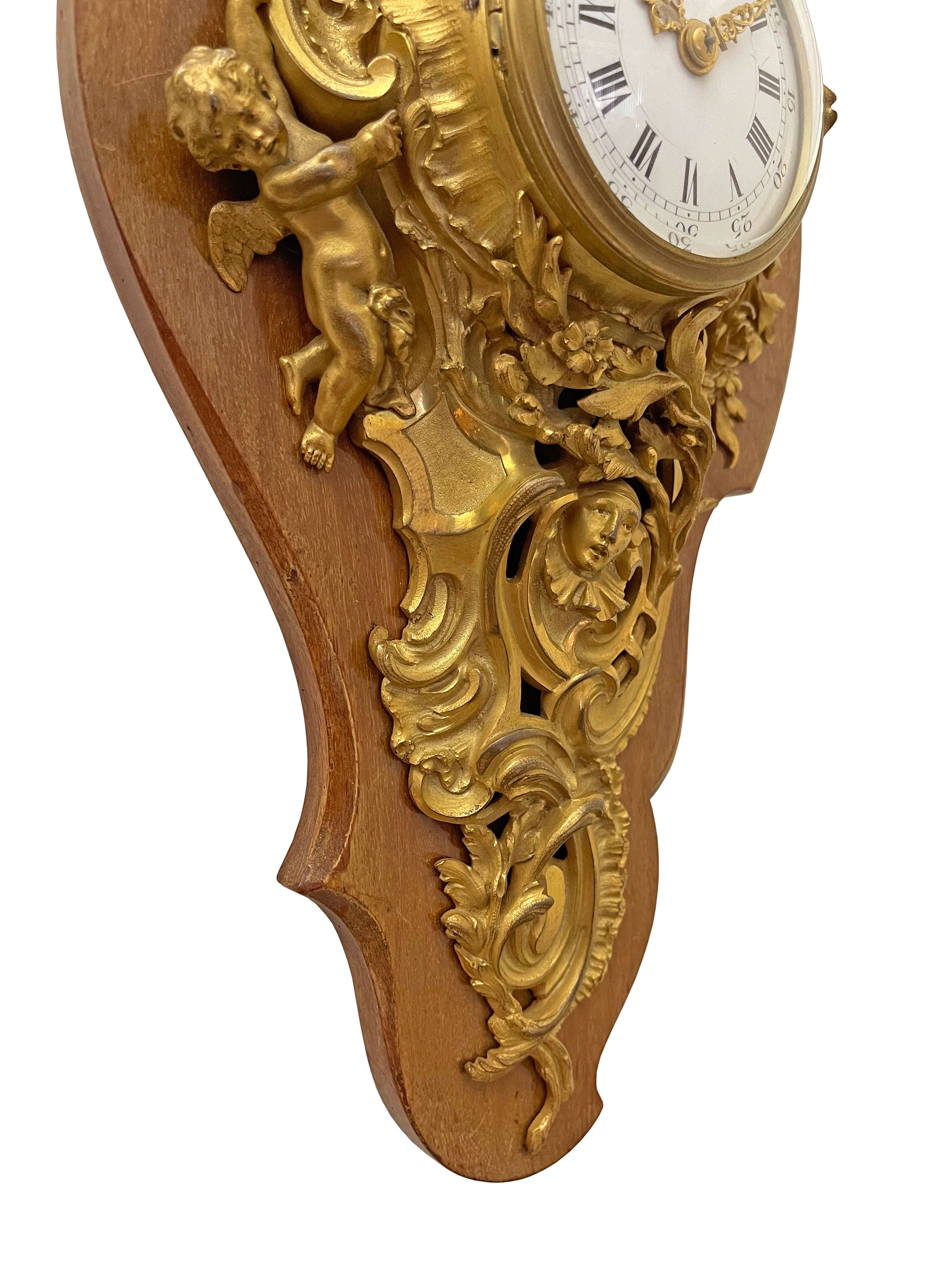 A French Gilt Bronze Cartel / Wall Clock By F. Linke