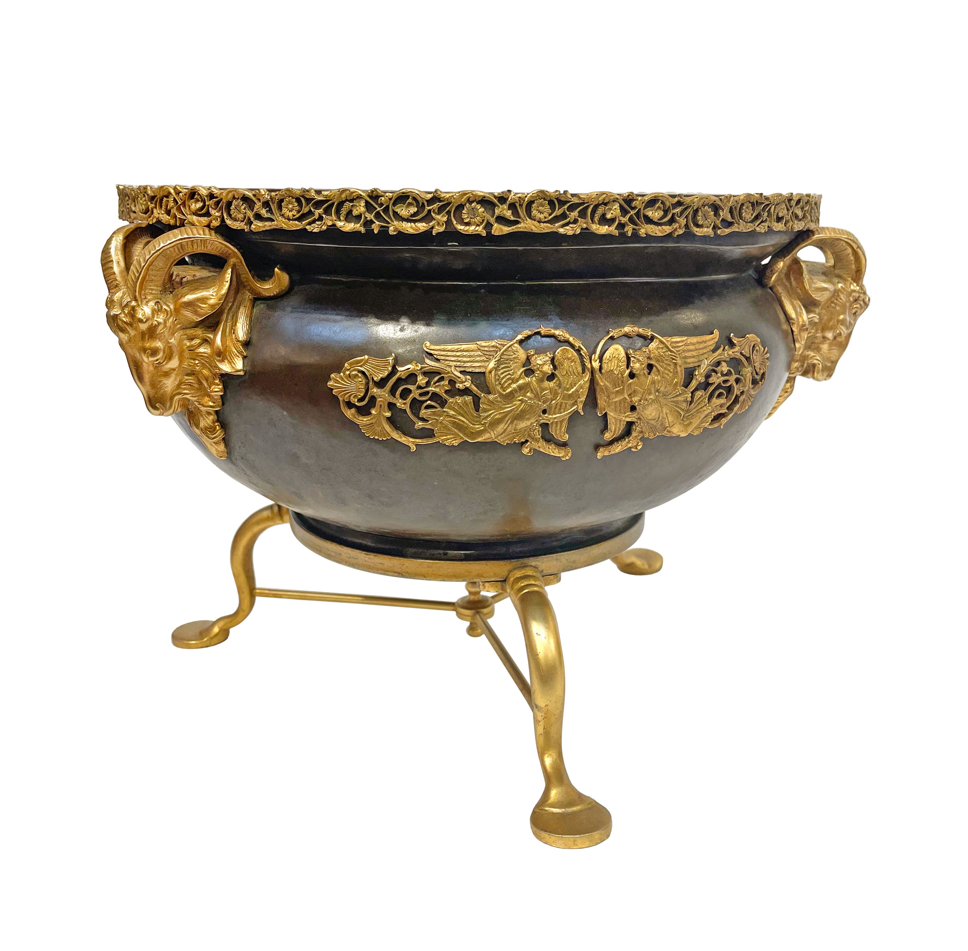 An American Gilt & Patinated Bronze Planter