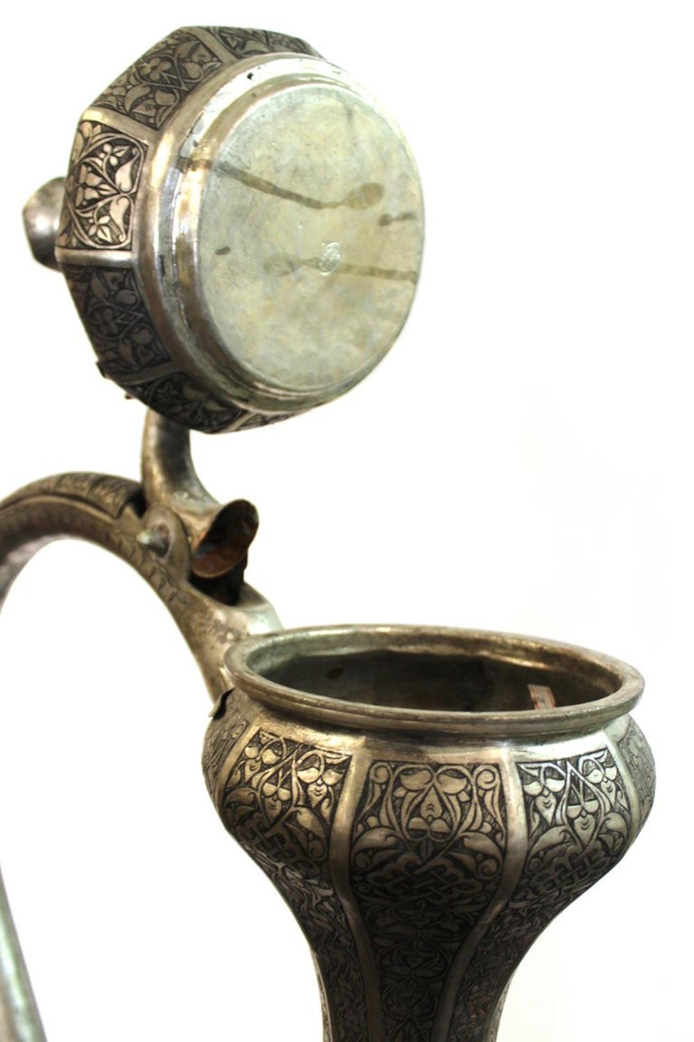 Pair of Monumental Middle-Eastern Chiseled Steel Urns, Turkey, Circa 1900