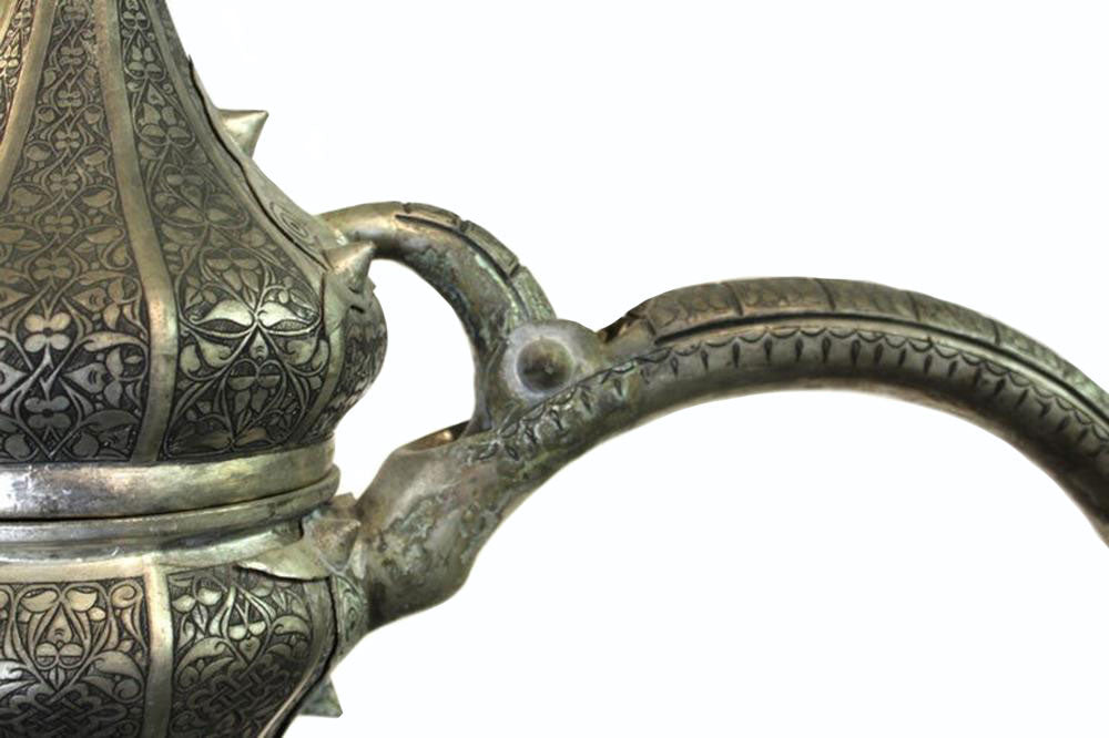 Pair of Monumental Middle-Eastern Chiseled Steel Urns, Turkey, Circa 1900