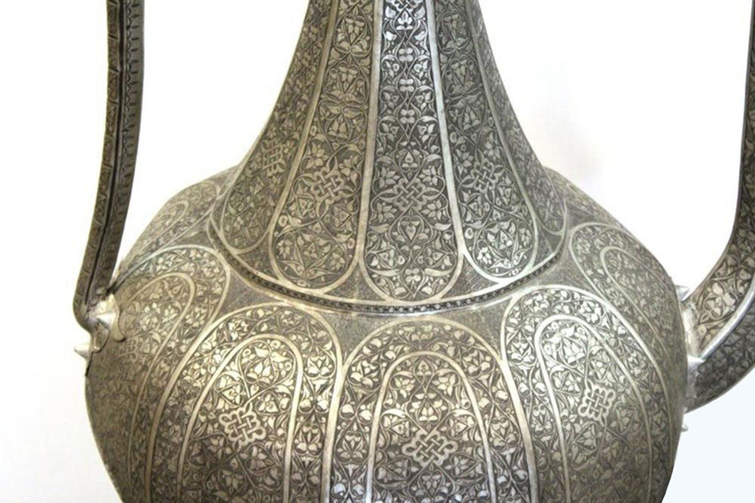 Pair of Monumental Middle-Eastern Chiseled Steel Urns, Turkey, Circa 1900