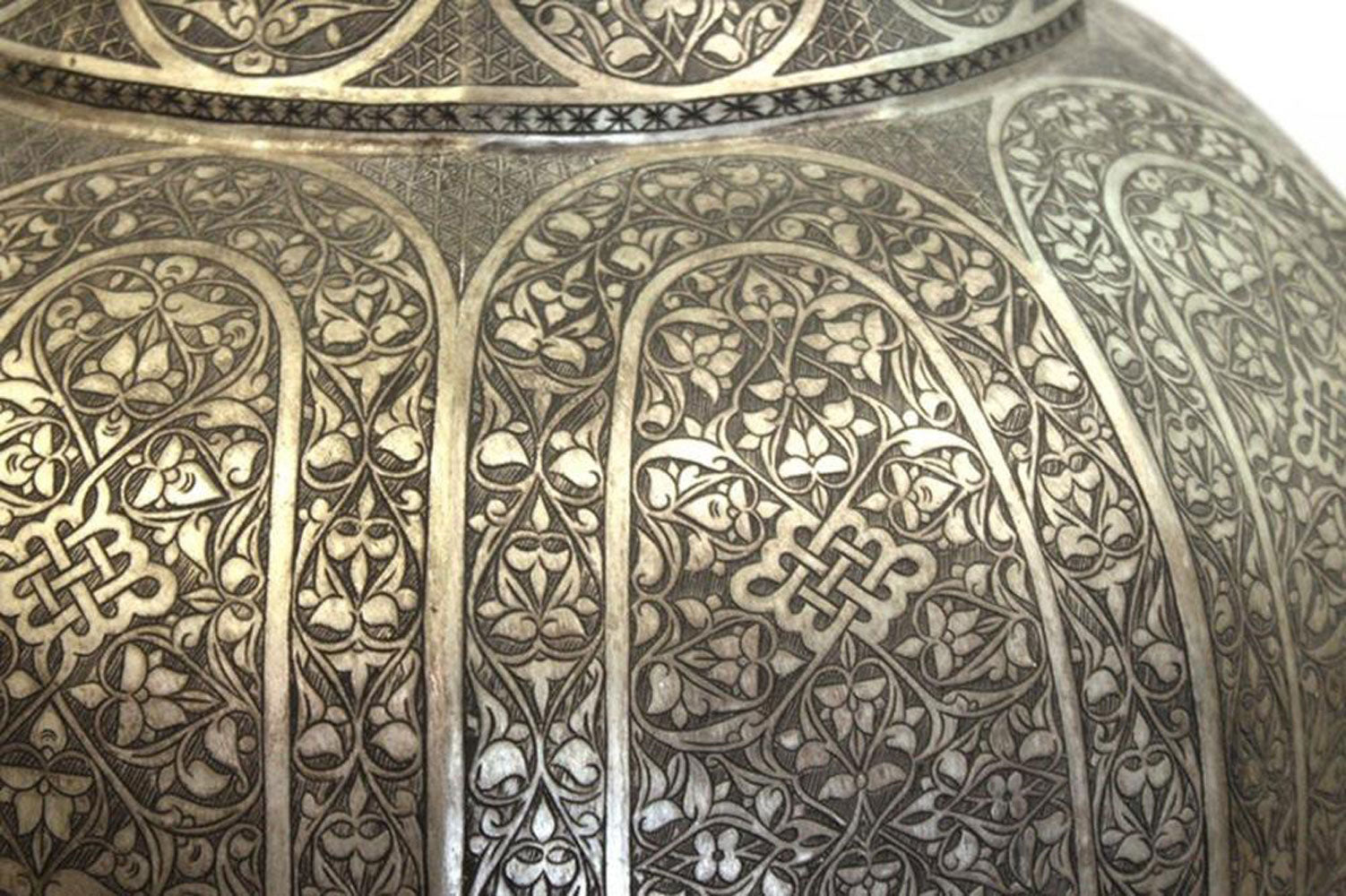 Pair of Monumental Middle-Eastern Chiseled Steel Urns, Turkey, Circa 1900