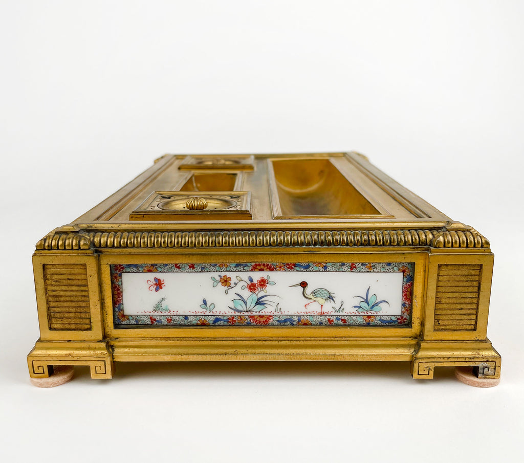 An Ormolu & Chantilly Porcelain Inkwell, France, Circa 1750