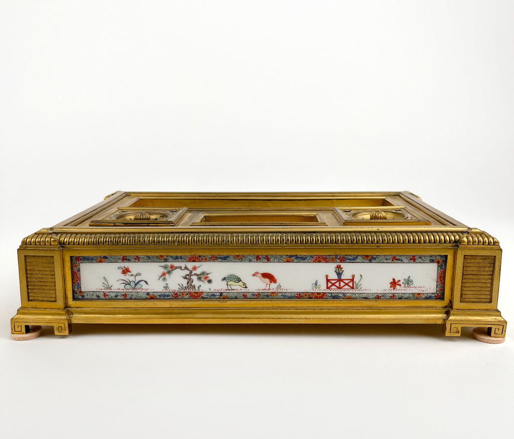 An Ormolu & Chantilly Porcelain Inkwell, France, Circa 1750