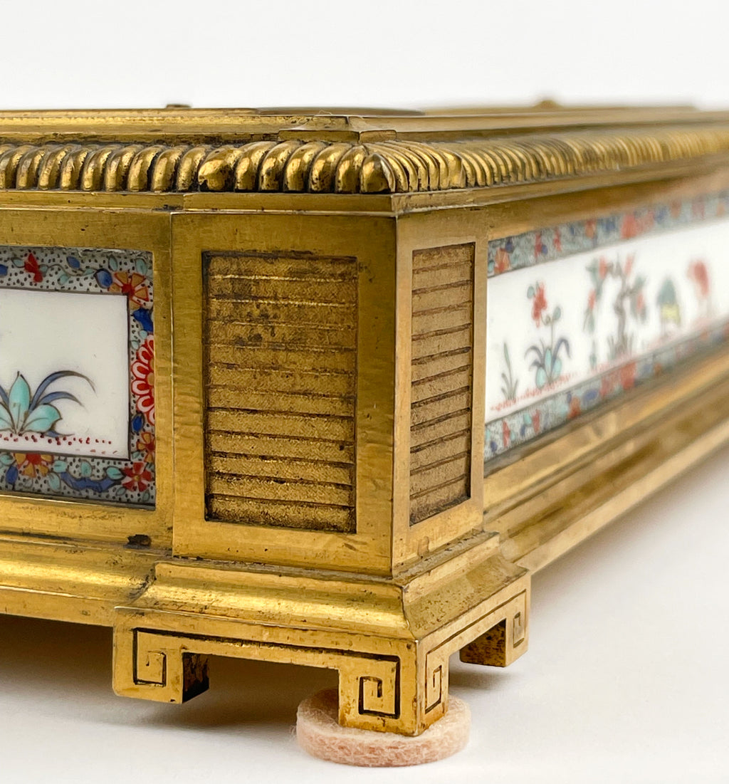 An Ormolu & Chantilly Porcelain Inkwell, France, Circa 1750