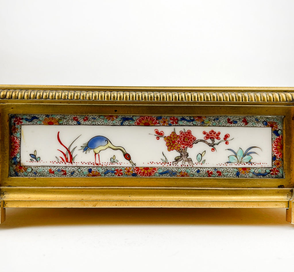 An Ormolu & Chantilly Porcelain Inkwell, France, Circa 1750