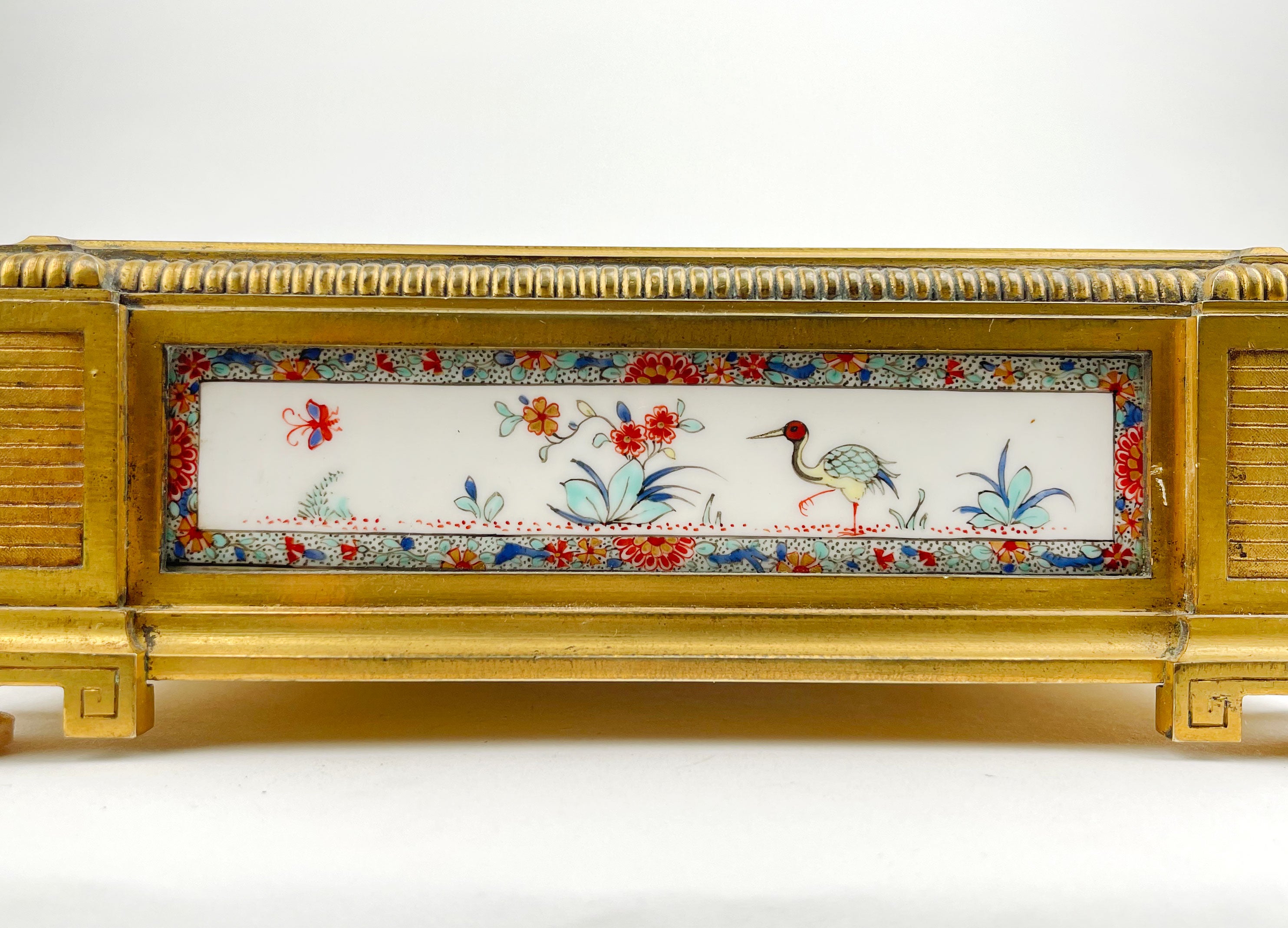 An Ormolu & Chantilly Porcelain Inkwell, France, Circa 1750