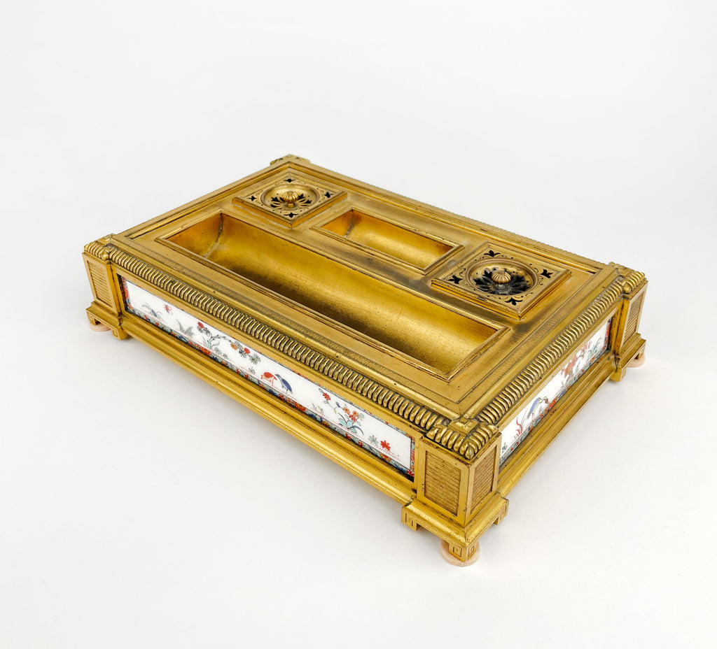 An Ormolu & Chantilly Porcelain Inkwell, France, Circa 1750