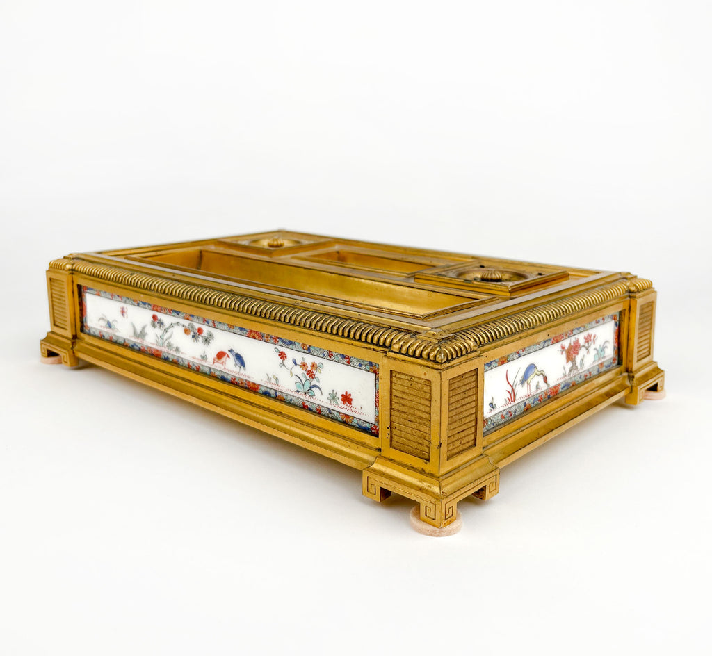 An Ormolu & Chantilly Porcelain Inkwell, France, Circa 1750