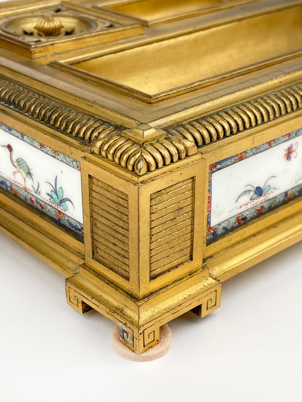 An Ormolu & Chantilly Porcelain Inkwell, France, Circa 1750