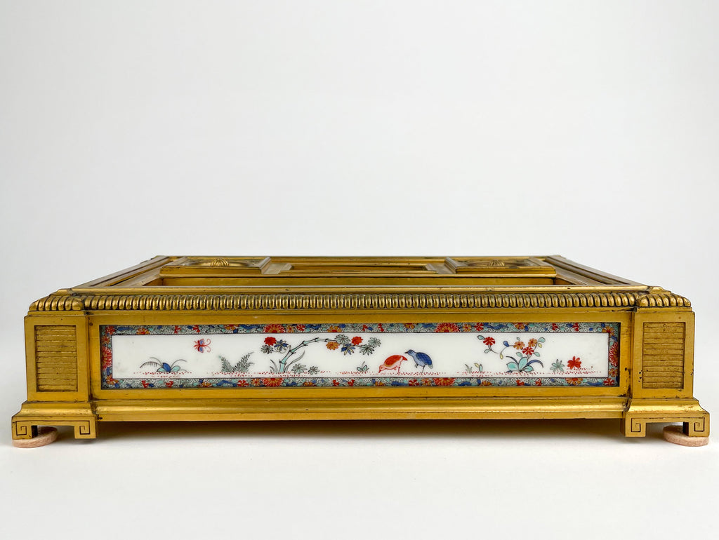 An Ormolu & Chantilly Porcelain Inkwell, France, Circa 1750