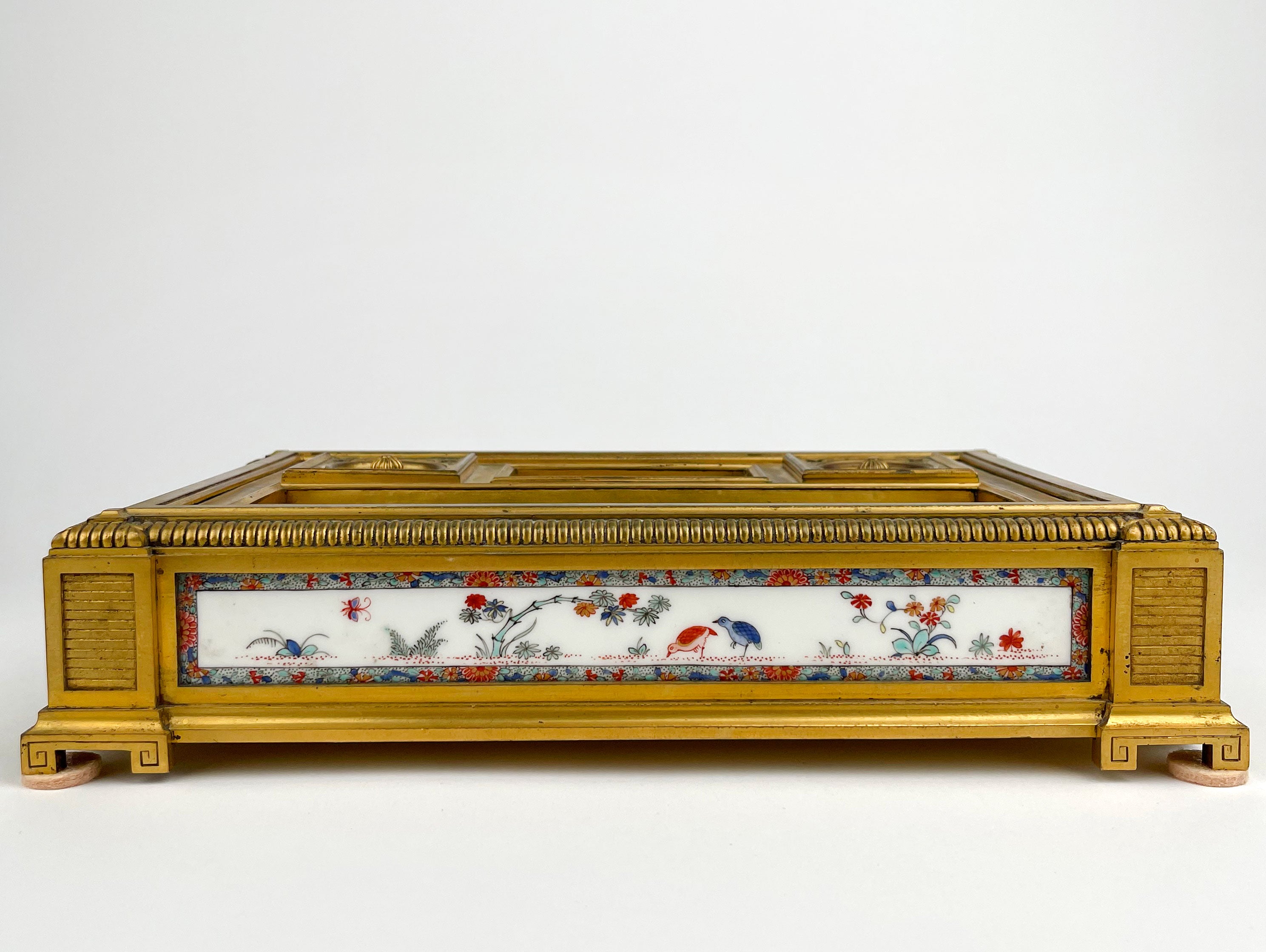 An Ormolu & Chantilly Porcelain Inkwell, France, Circa 1750