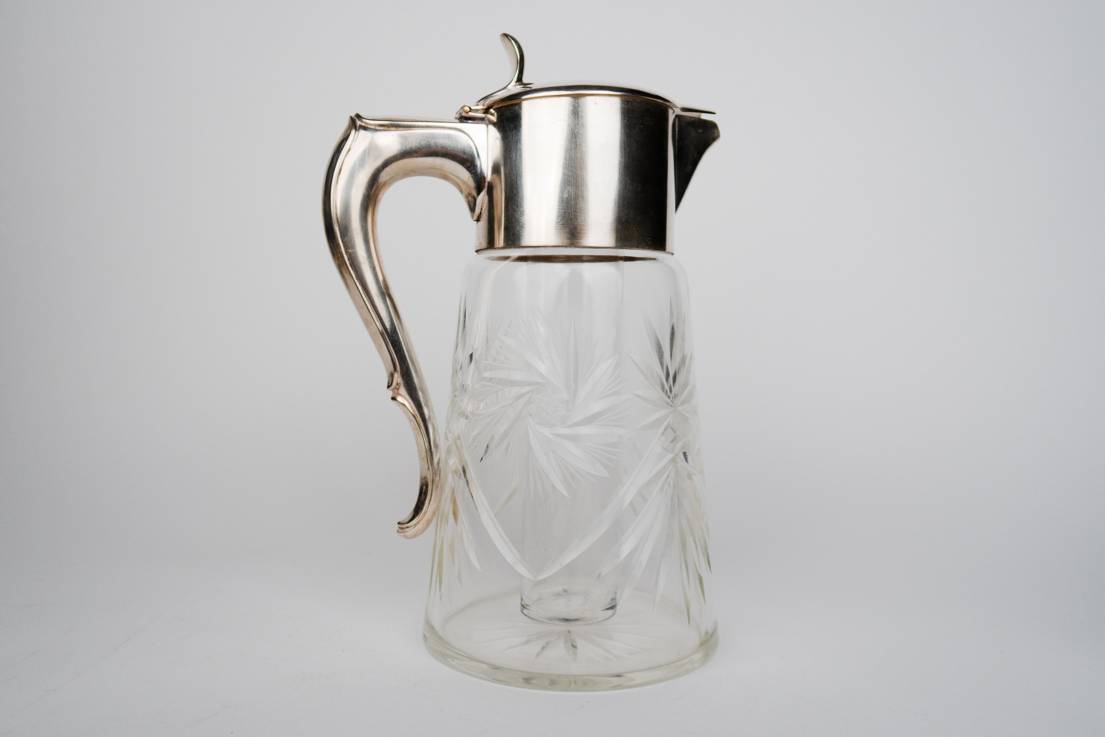 20th Century German Silvered Cut Crystal Pitcher