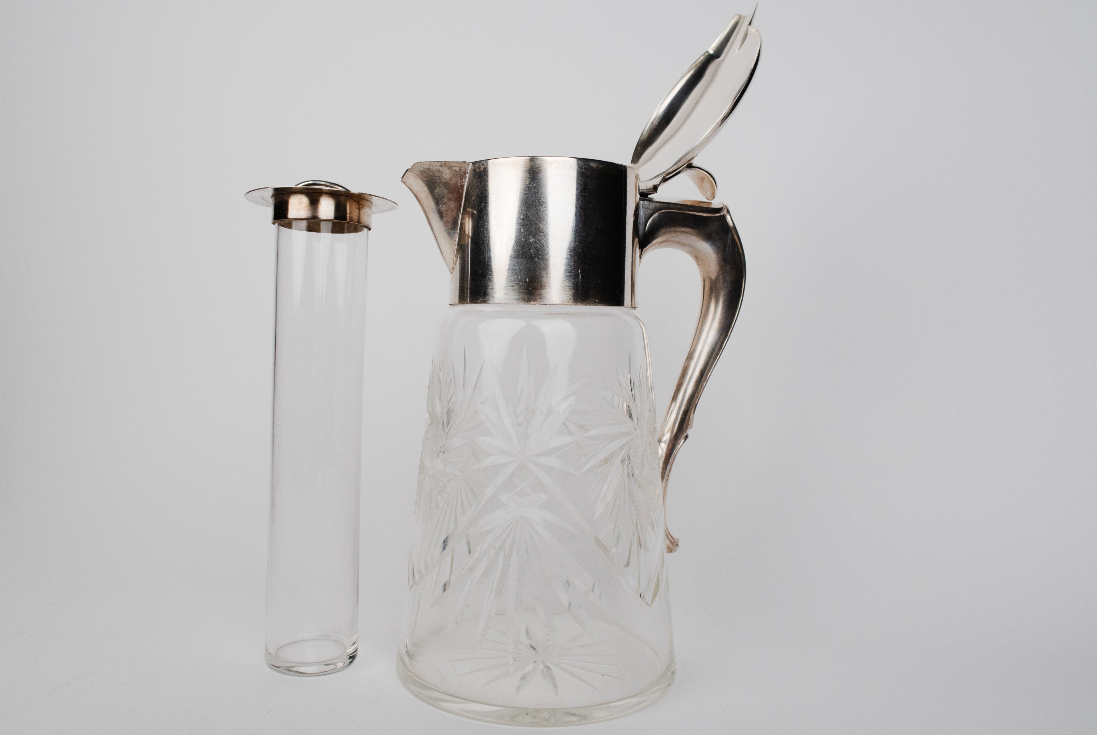 20th Century German Silvered Cut Crystal Pitcher
