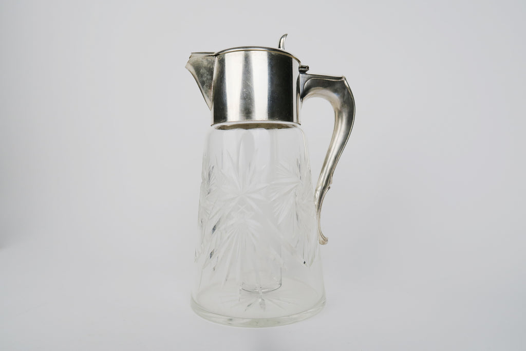 20th Century German Silvered Cut Crystal Pitcher