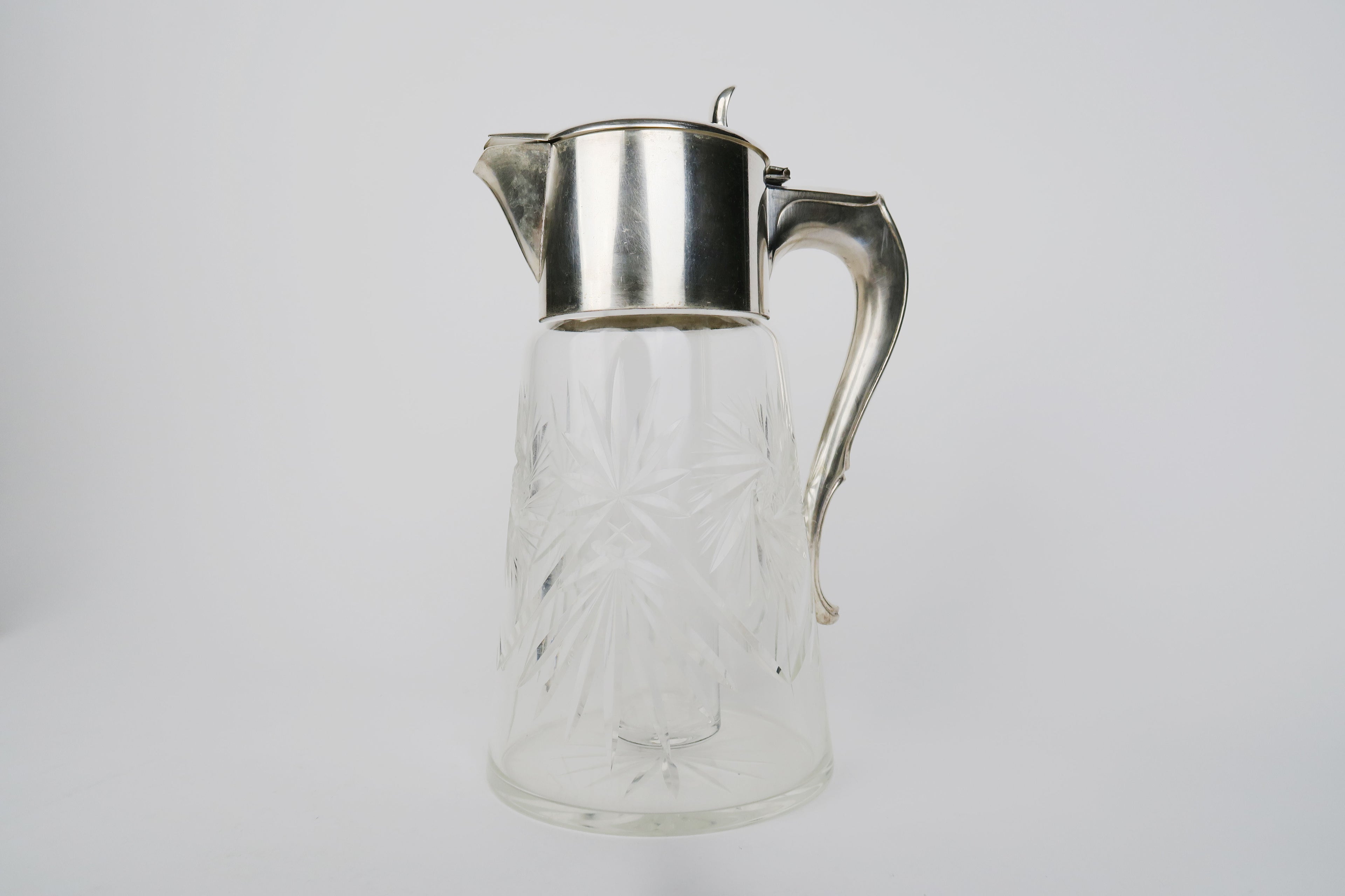 20th Century German Silvered Cut Crystal Pitcher