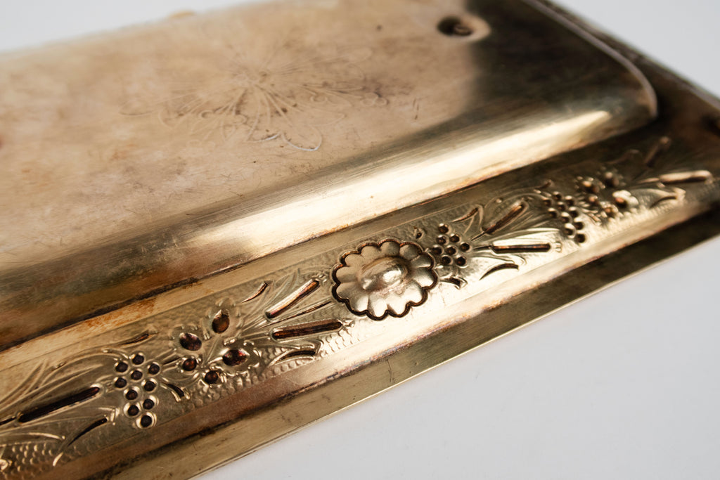 19th C. French Jeweled Hand Engraved Gilt Silver Cruet Set