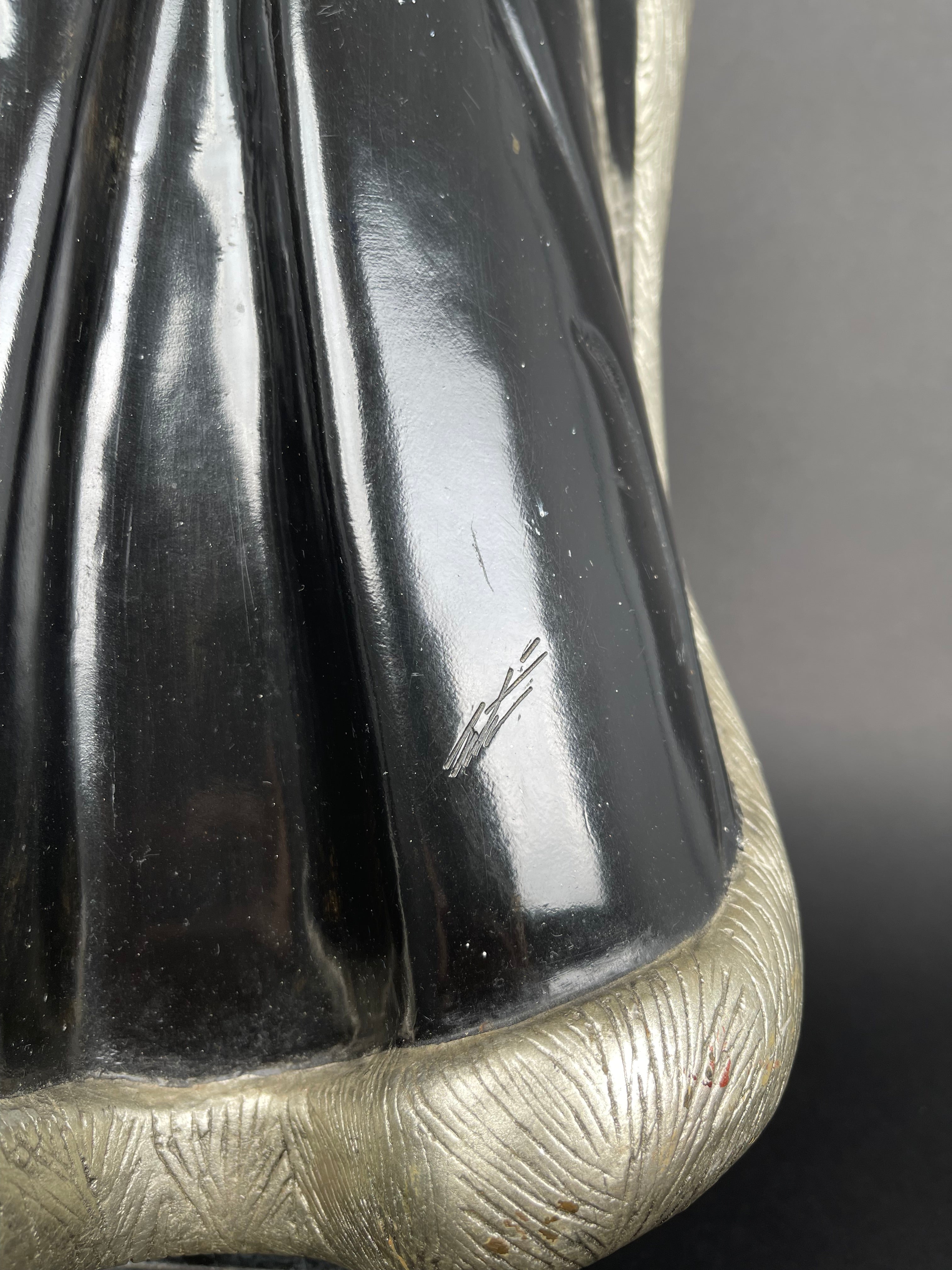 Authentic Limited Edition Enameled Bronze Sculpture Of A Standing Lady By Erte