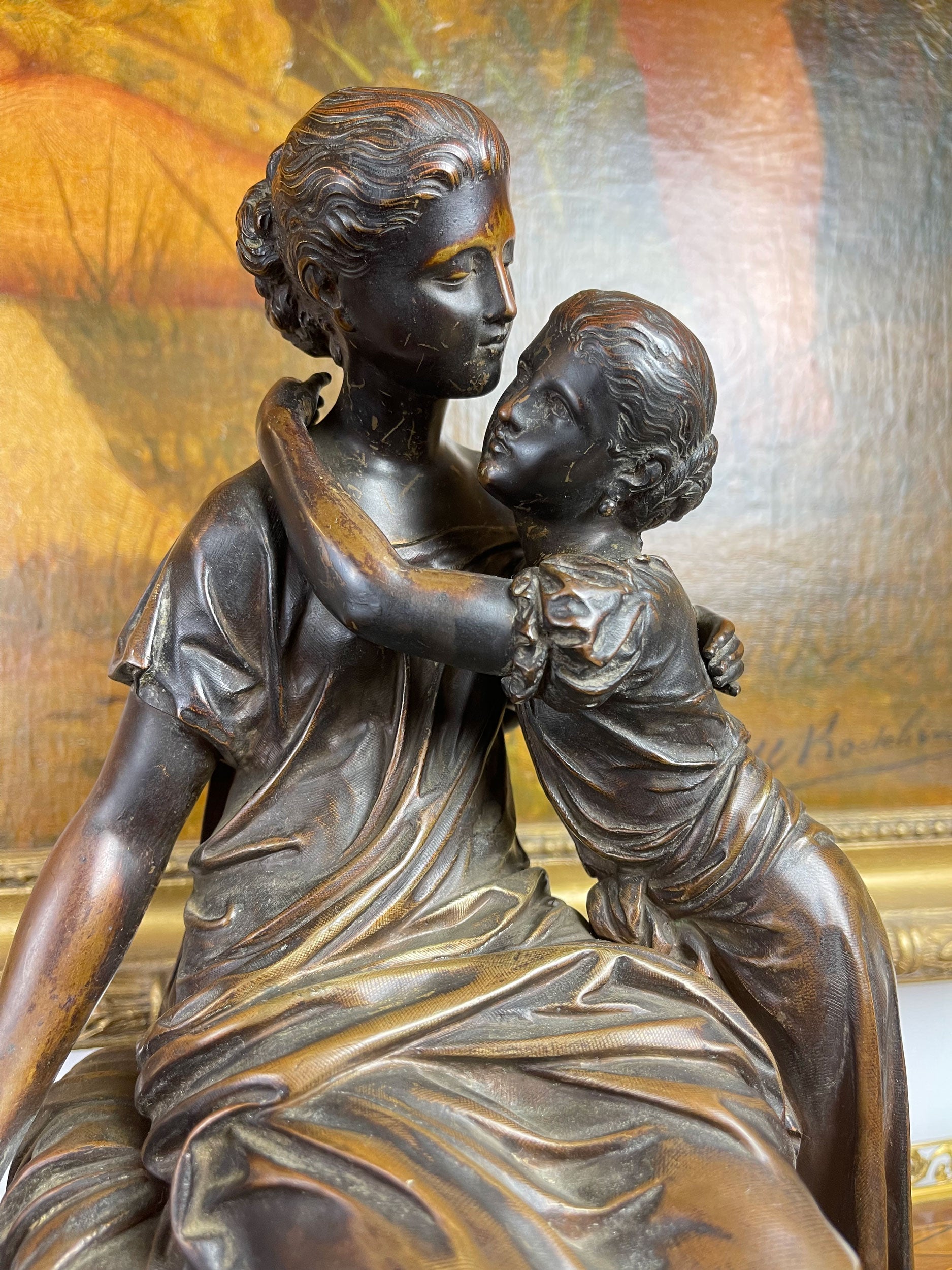 19th C. French Patinated Bronze Group By Moreau