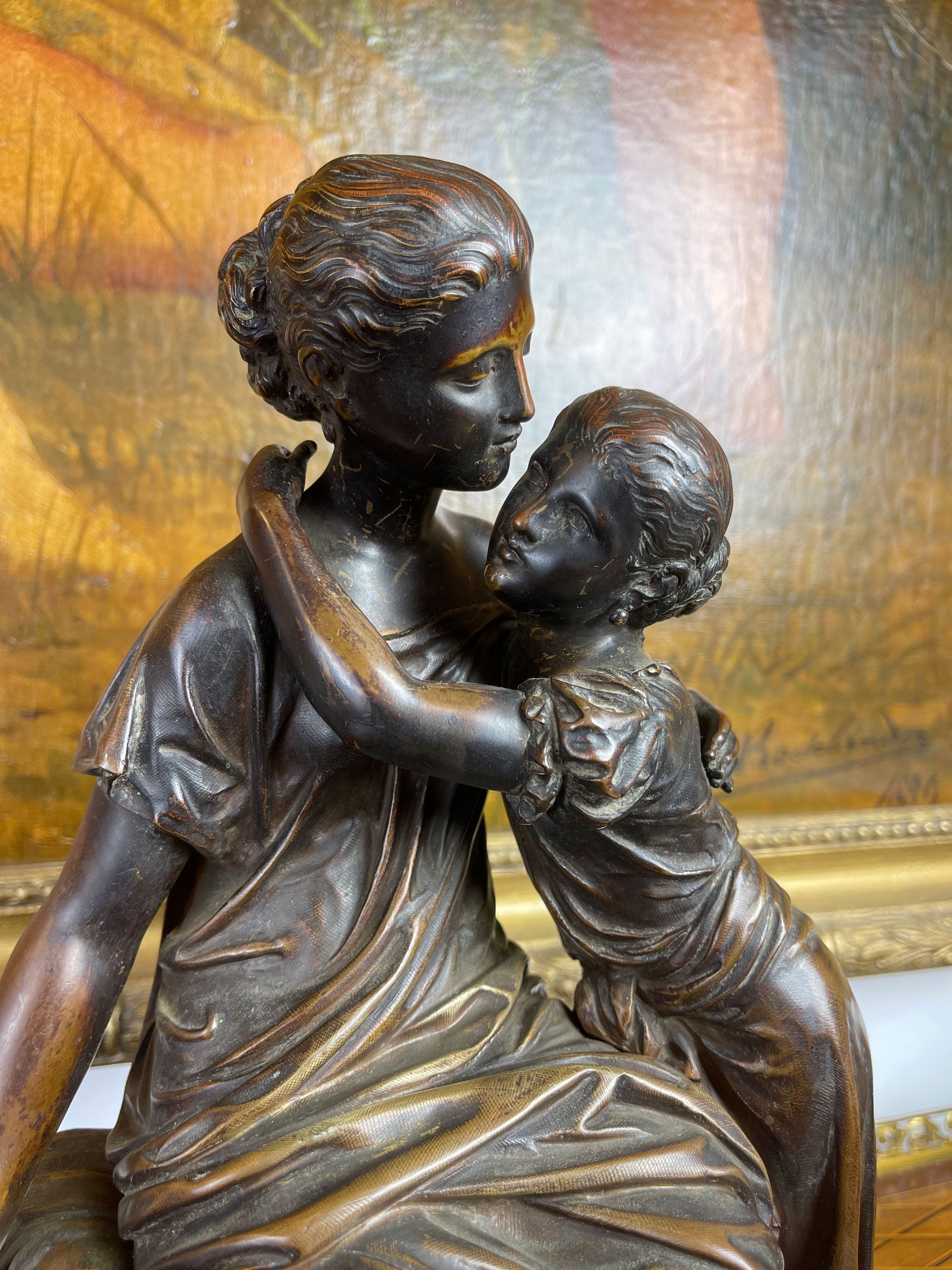 19th C. French Patinated Bronze Group By Moreau