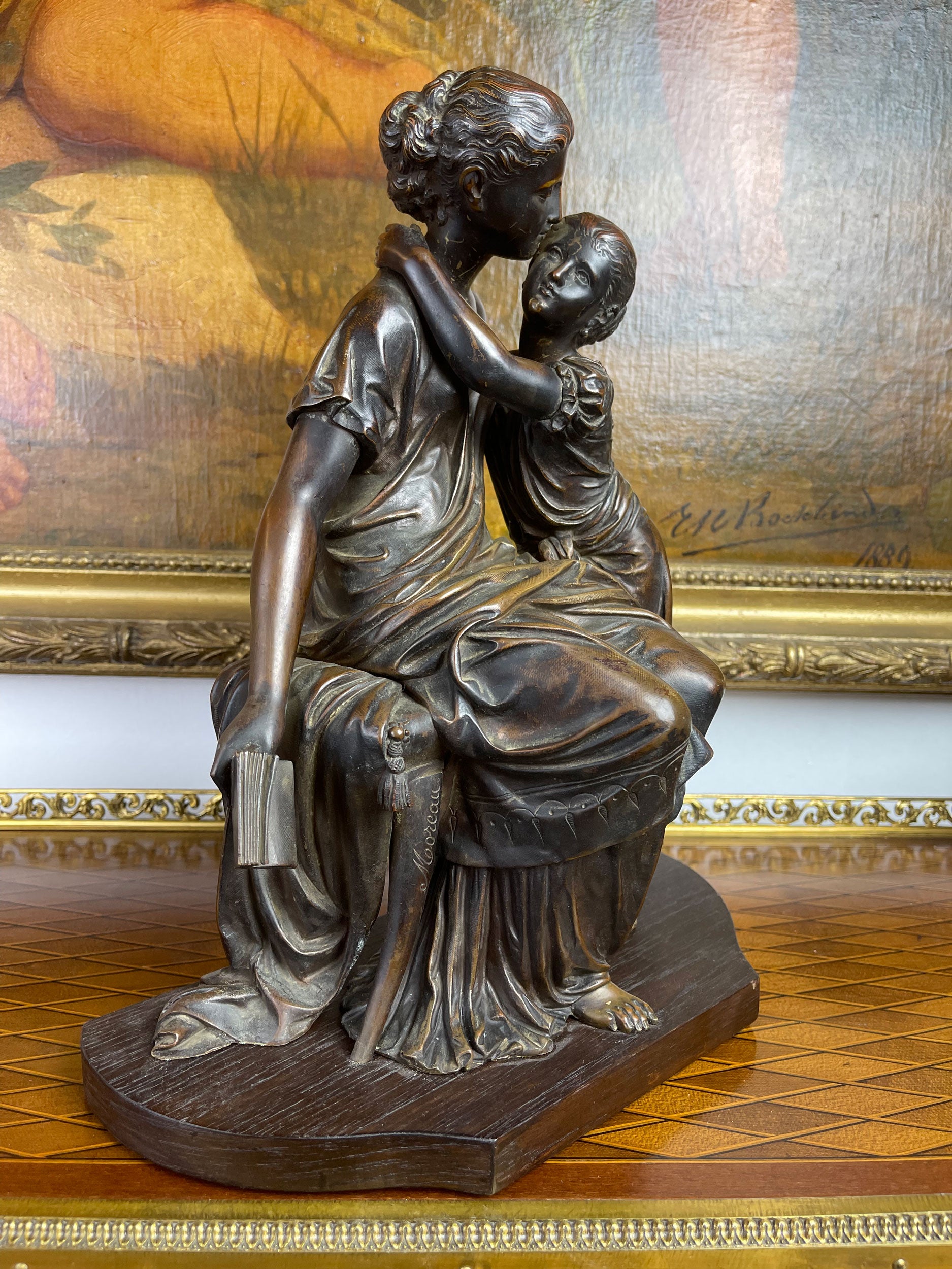 19th C. French Patinated Bronze Group By Moreau