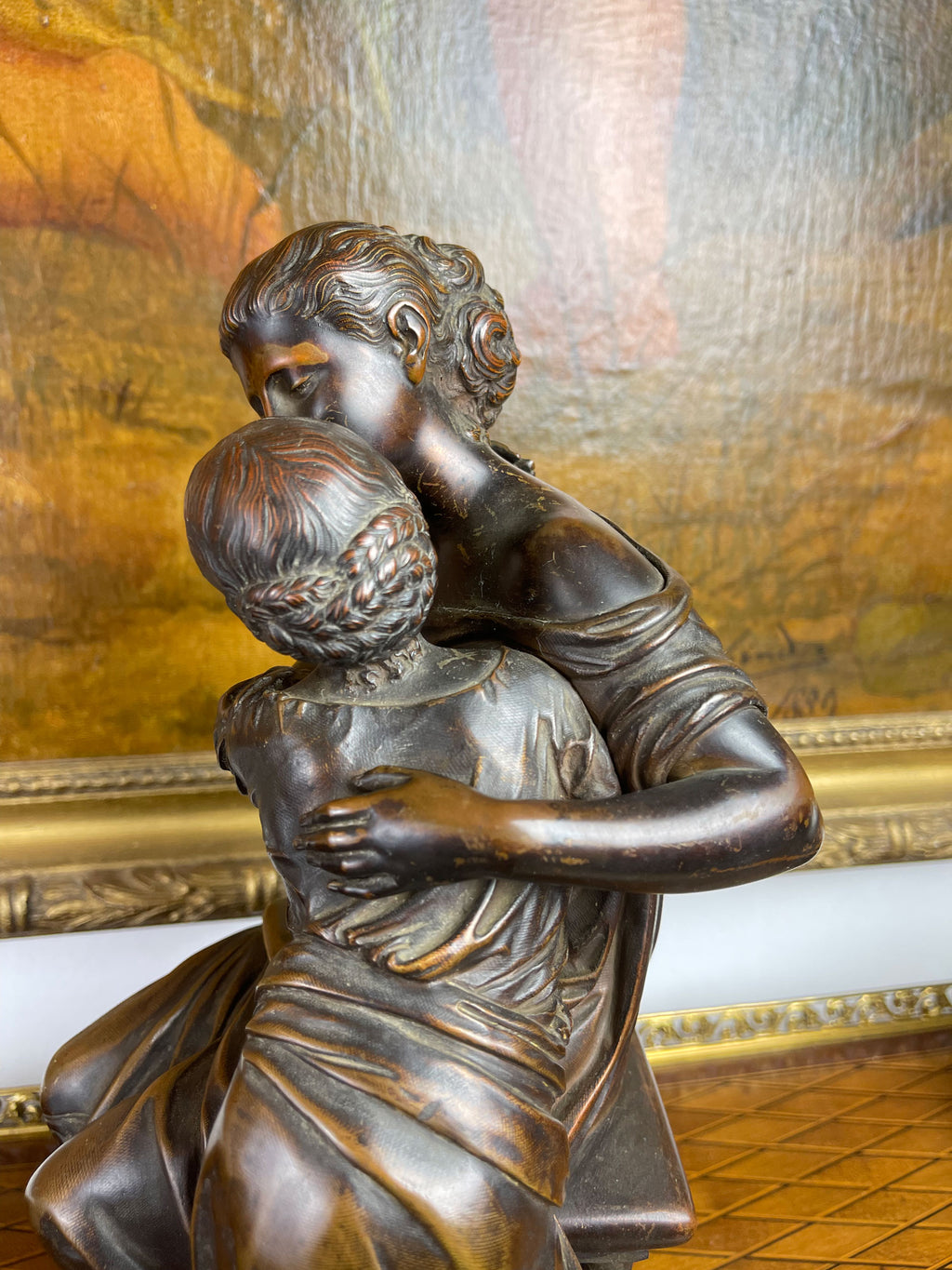 19th C. French Patinated Bronze Group By Moreau