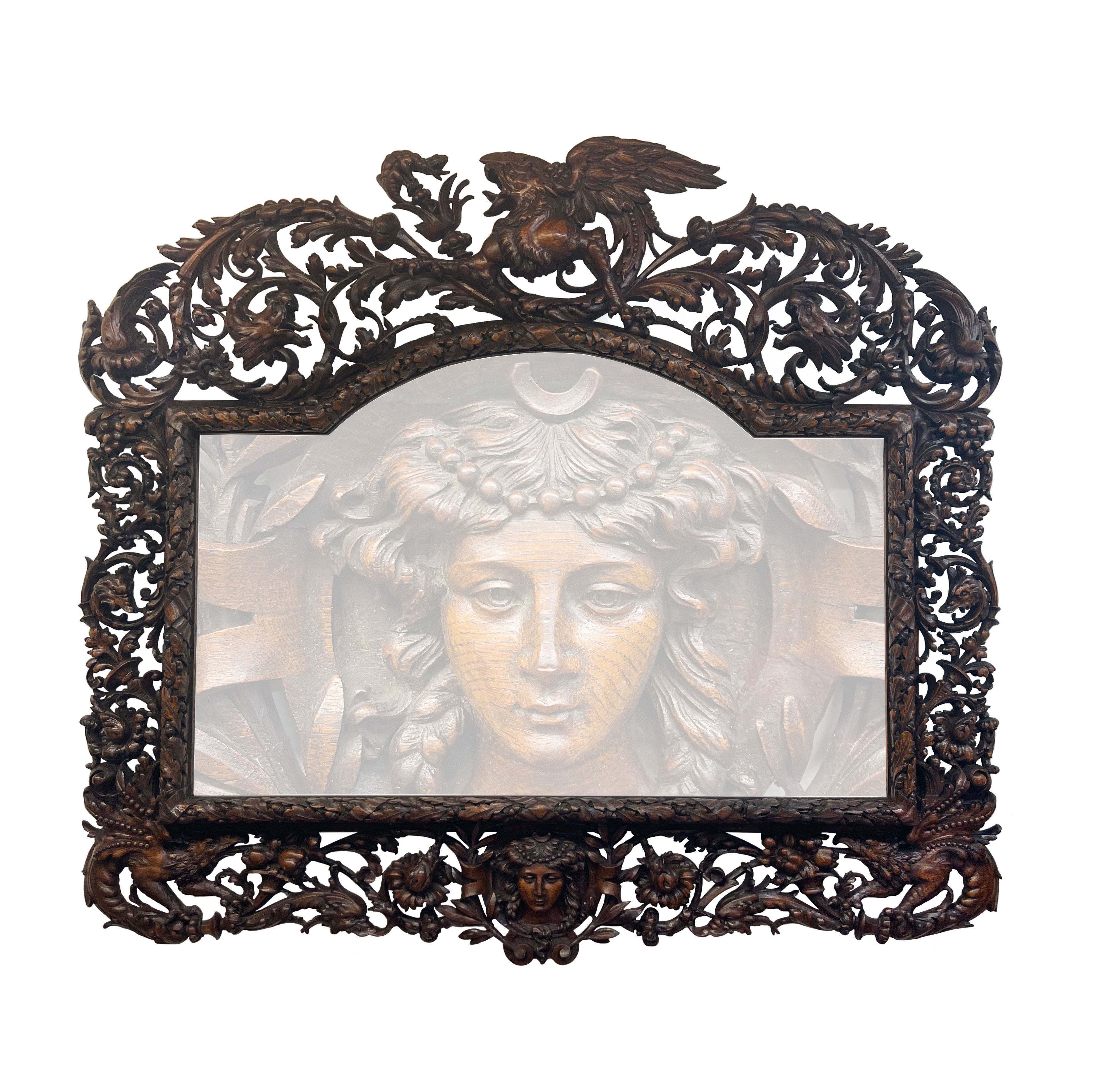 Monumental 18th Century Hand Carved Wooden Frame