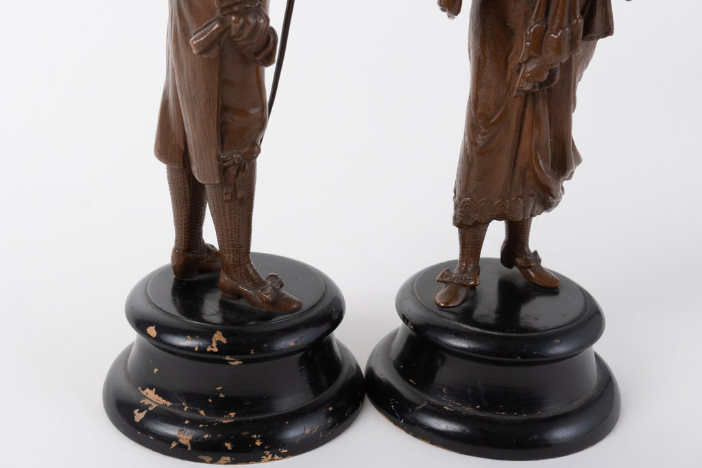 A Pair of Patinated Bronze Sculpture of a Couple