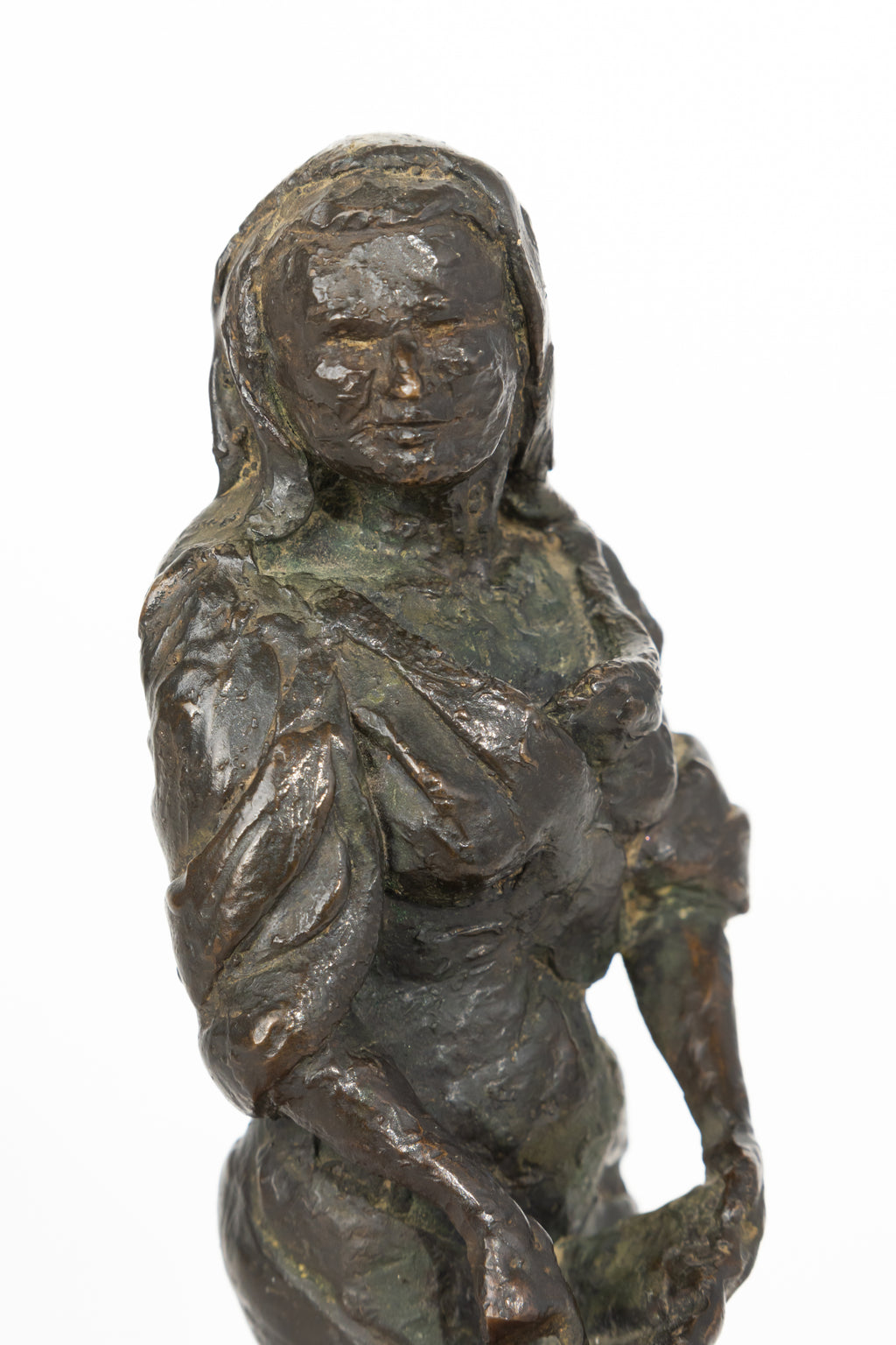 A Judaica Patinated Bronze Figure Of Lady Pointing on Holy Book
